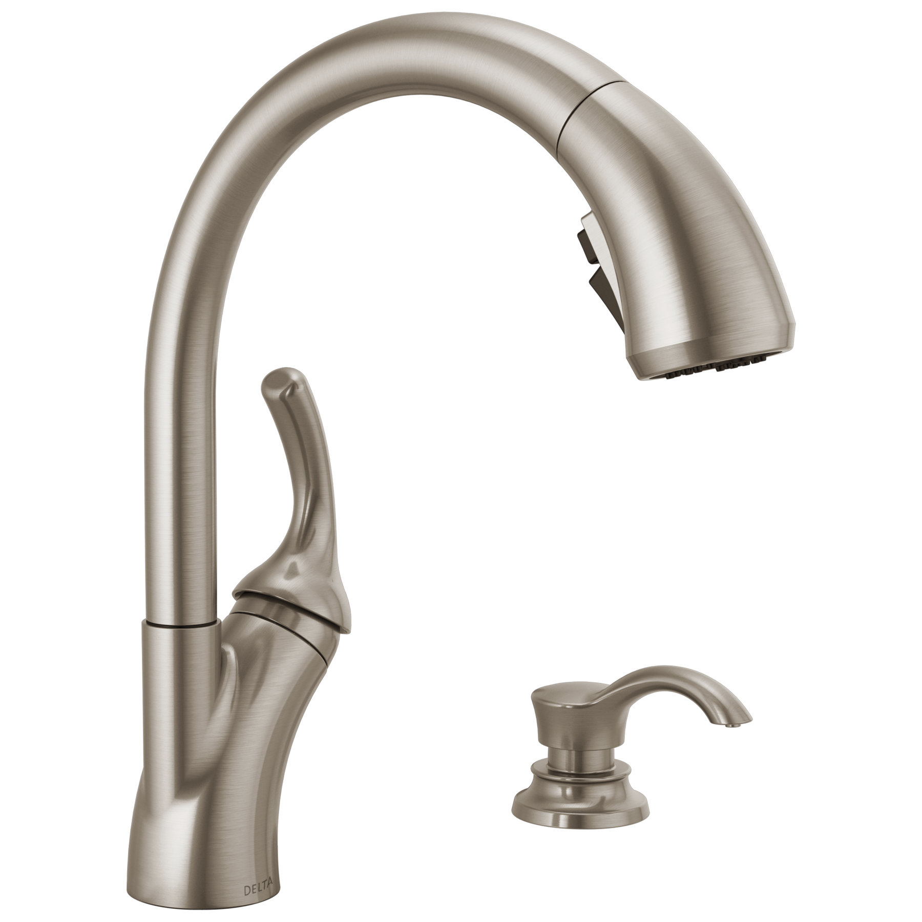 Single Handle Pull-Out Kitchen Faucet with Soap Dispenser and ShieldSpray® Technology in Spotshield Stainless — image 1