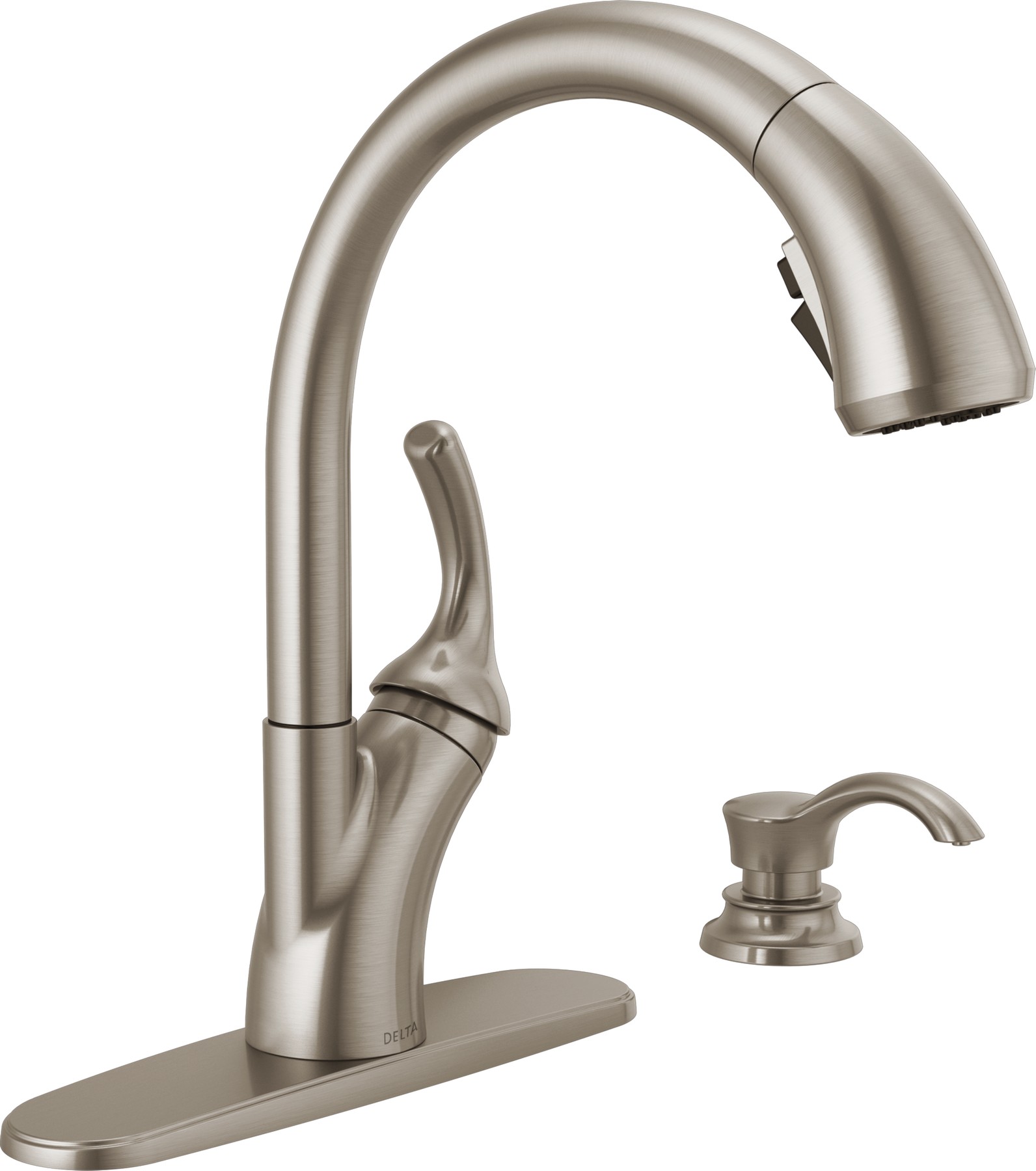 Single Handle Pull-Out Kitchen Faucet with Soap Dispenser and ShieldSpray® Technology in Spotshield Stainless — thumbnail 2