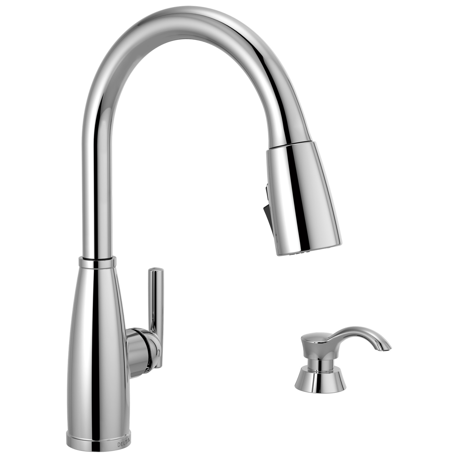 Single Handle Pull-Down Kitchen Faucet with Soap Dispenser and ShieldSpray® Technology in Chrome