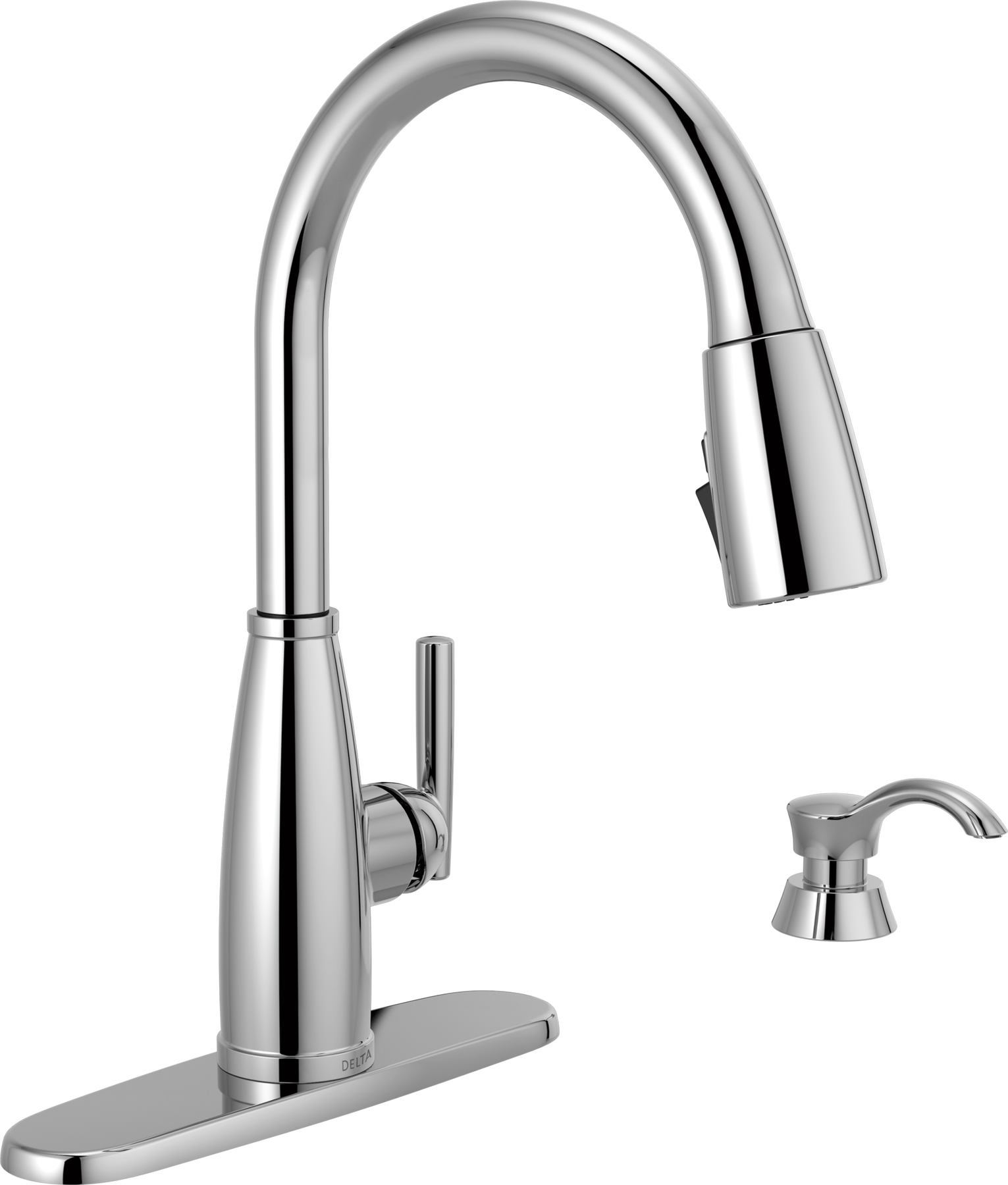 Single Handle Pull-Down Kitchen Faucet with Soap Dispenser and ShieldSpray® Technology in Chrome — thumbnail 2