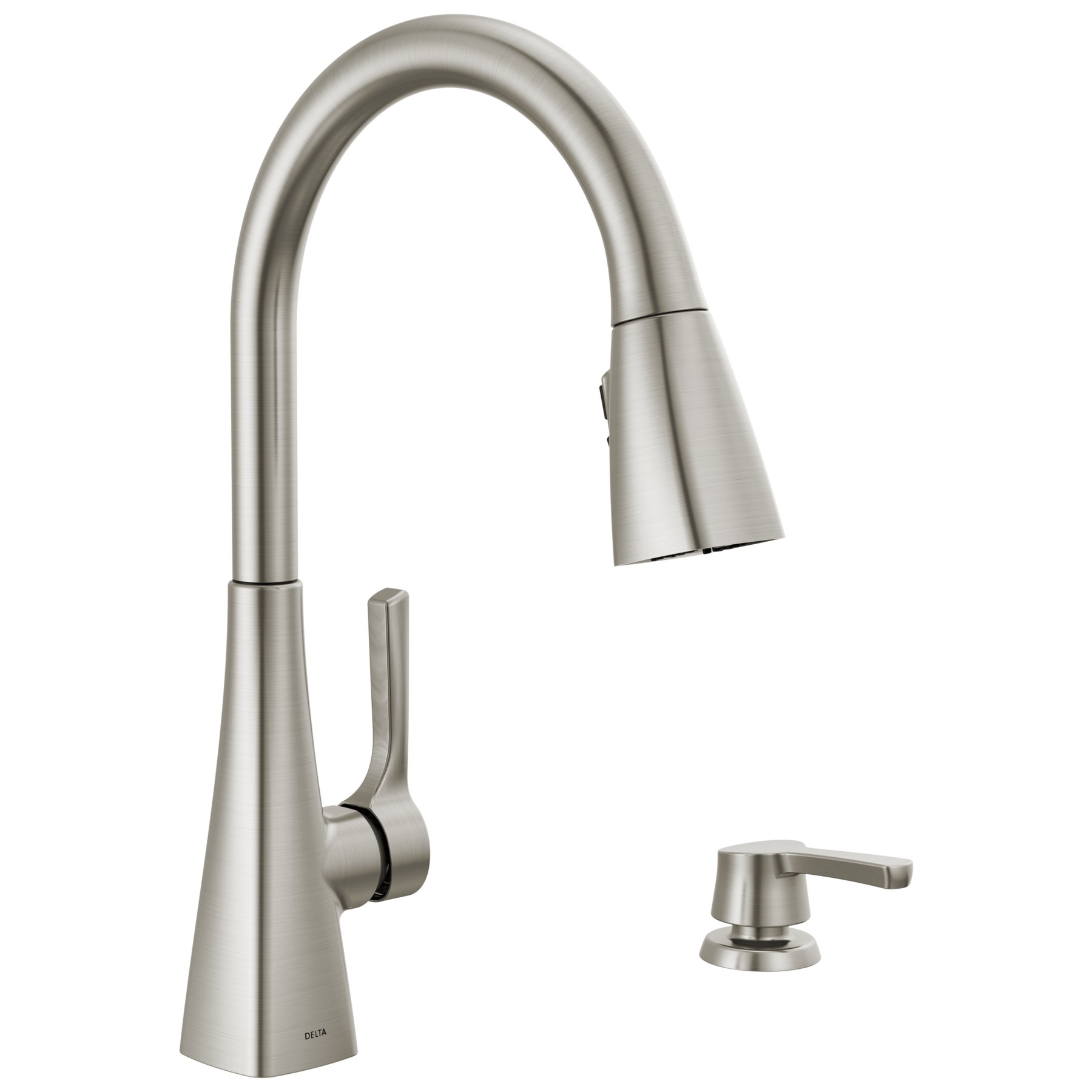 Single Handle Pull-Down Kitchen Faucet with Soap Dispenser and ShieldSpray Technology in Spotshield Stainless