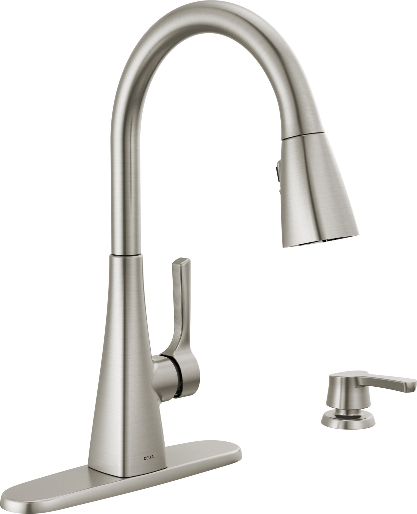 Single Handle Pull-Down Kitchen Faucet with Soap Dispenser and ShieldSpray Technology in Spotshield Stainless — thumbnail 2