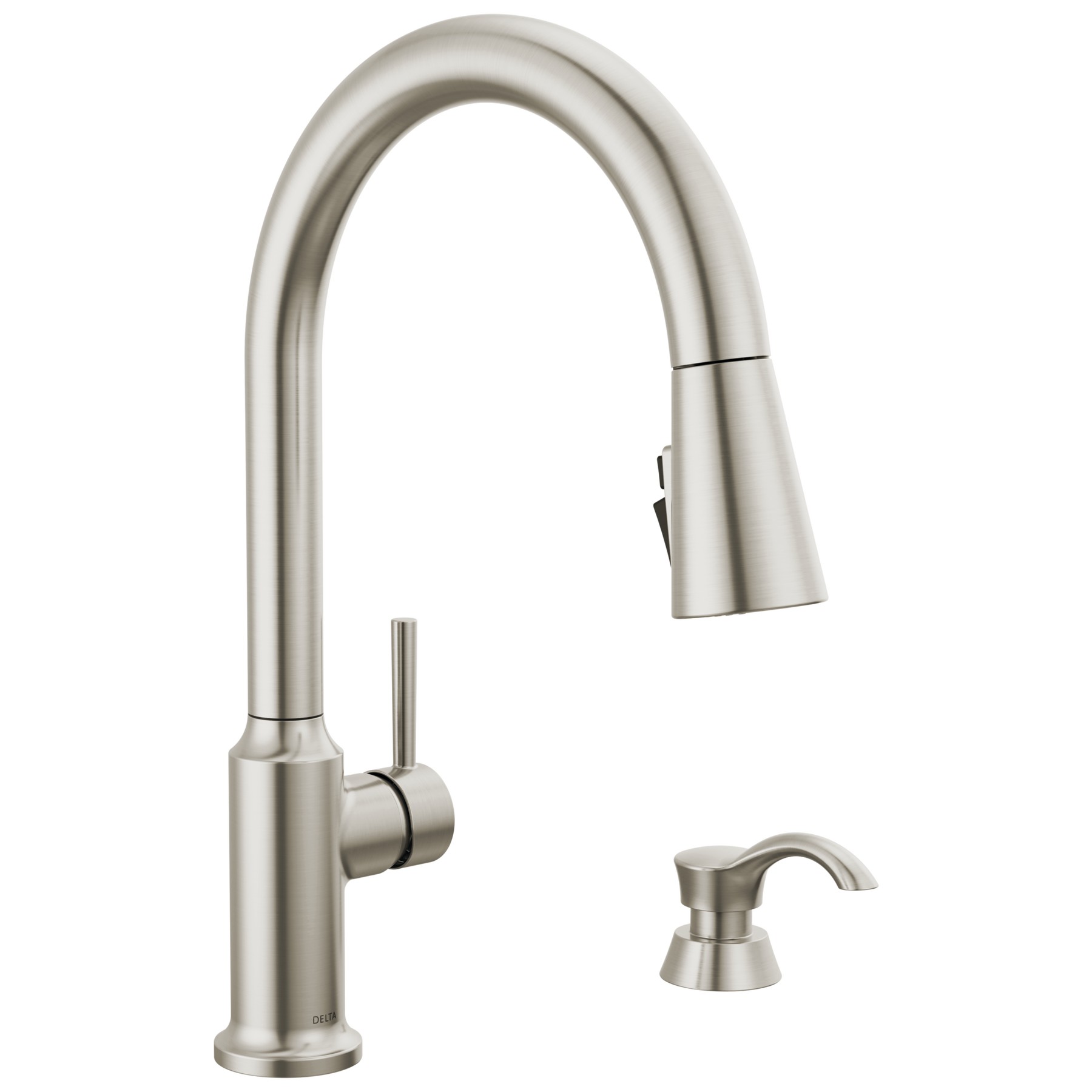 Single Handle Pull-Down Kitchen Faucet with Soap Dispenser and ShieldSpray® Technology in Spotshield Stainless