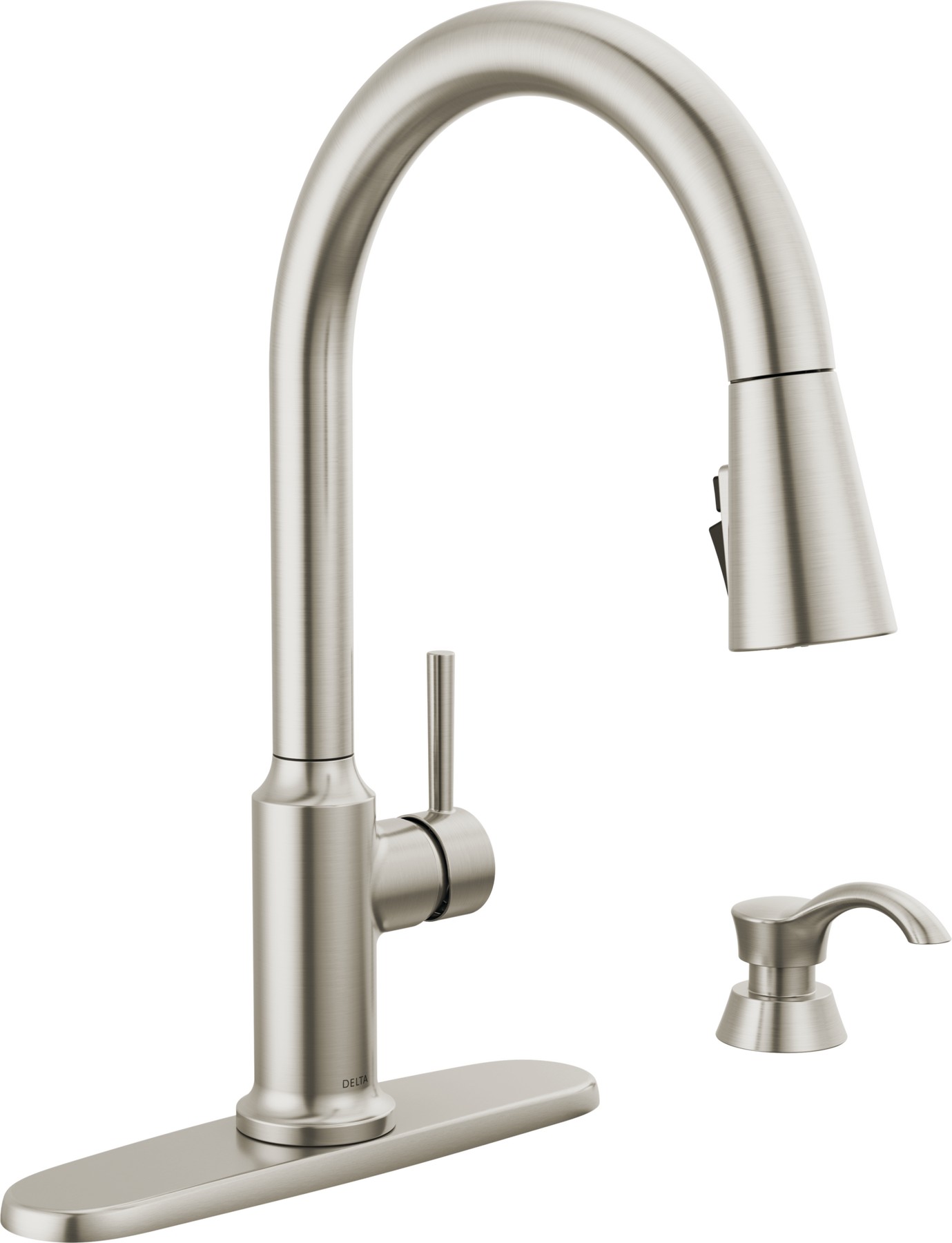 Single Handle Pull-Down Kitchen Faucet with Soap Dispenser and ShieldSpray® Technology in Spotshield Stainless — thumbnail 2