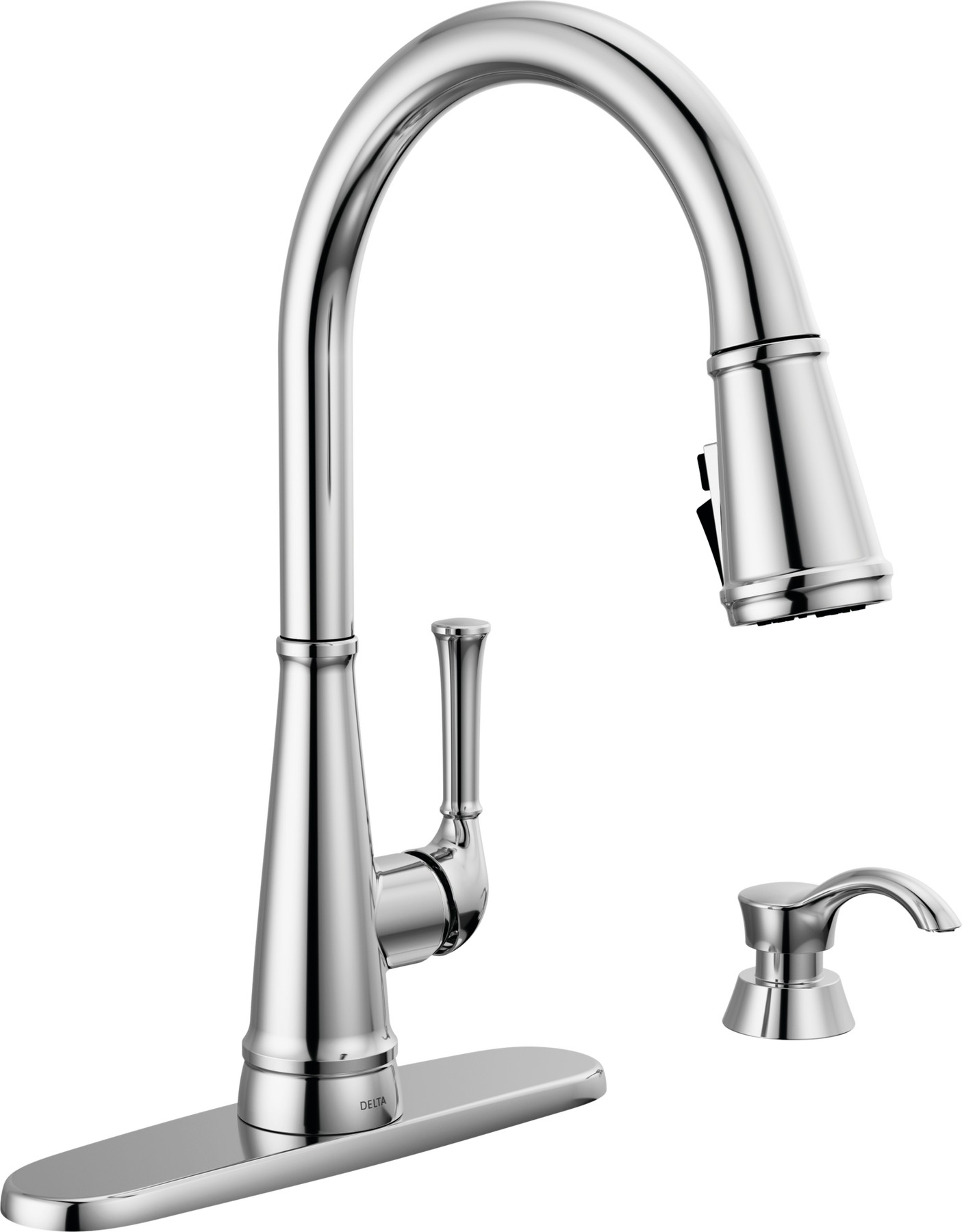 Single Handle Pull-Down Kitchen Faucet with Soap Dispenser and ShieldSpray® Technology in Chrome — thumbnail 2