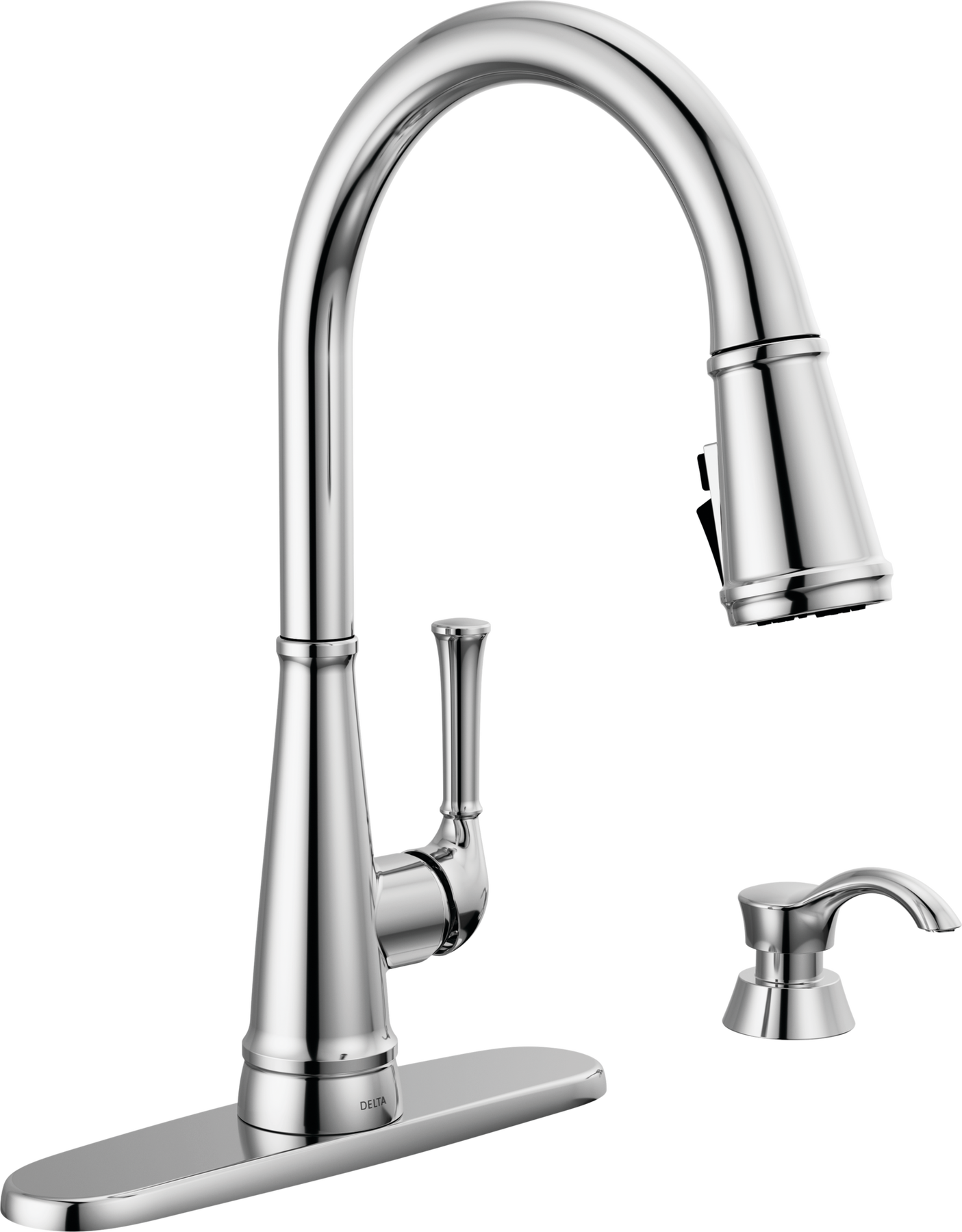 Single Handle Pull-Down Kitchen Faucet with Soap Dispenser and ShieldSpray® Technology in Chrome — thumbnail 2