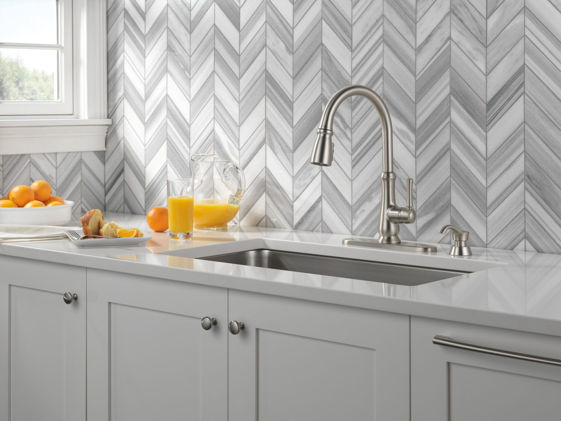 Single Handle Pull-Down Kitchen Faucet with Soap Dispenser and ShieldSpray Technology in Spotshield Stainless — thumbnail 3