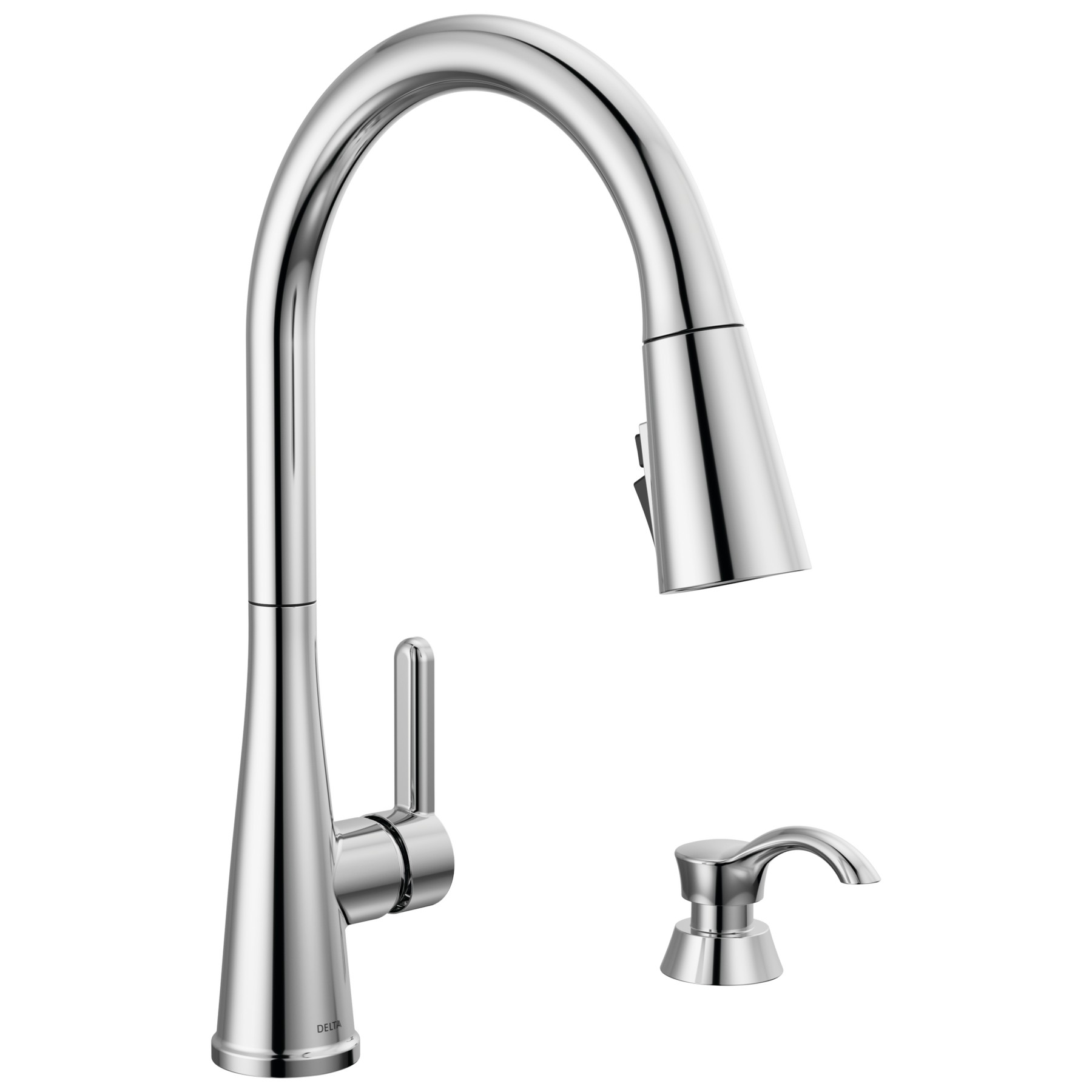 Single Handle Pull-Down Kitchen Faucet with Soap Dispenser and ShieldSpray® Technology in Chrome
