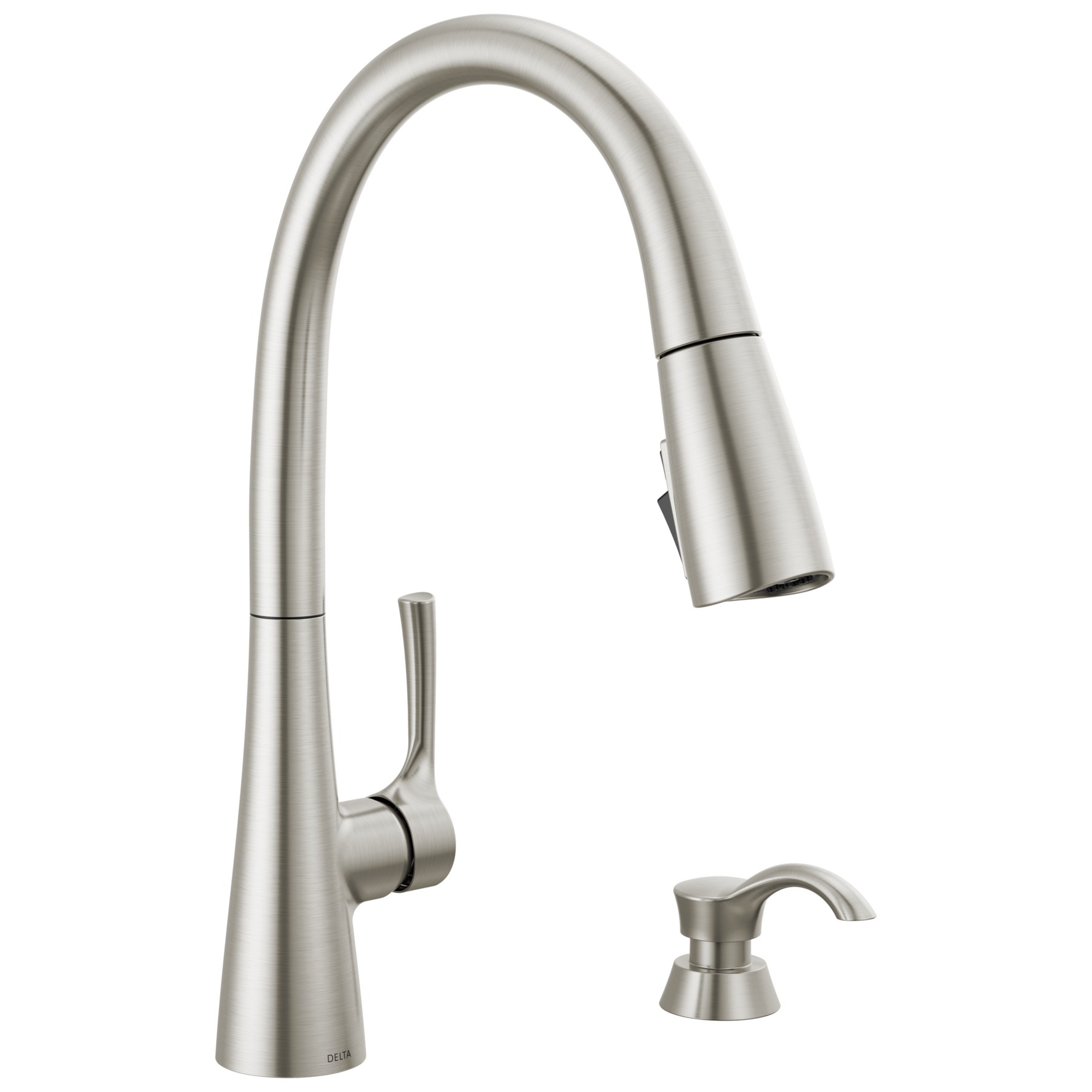 Single Handle Pull-Down Kitchen Faucet with Soap Dispenser and ShieldSpray Technology in Spotshield Stainless