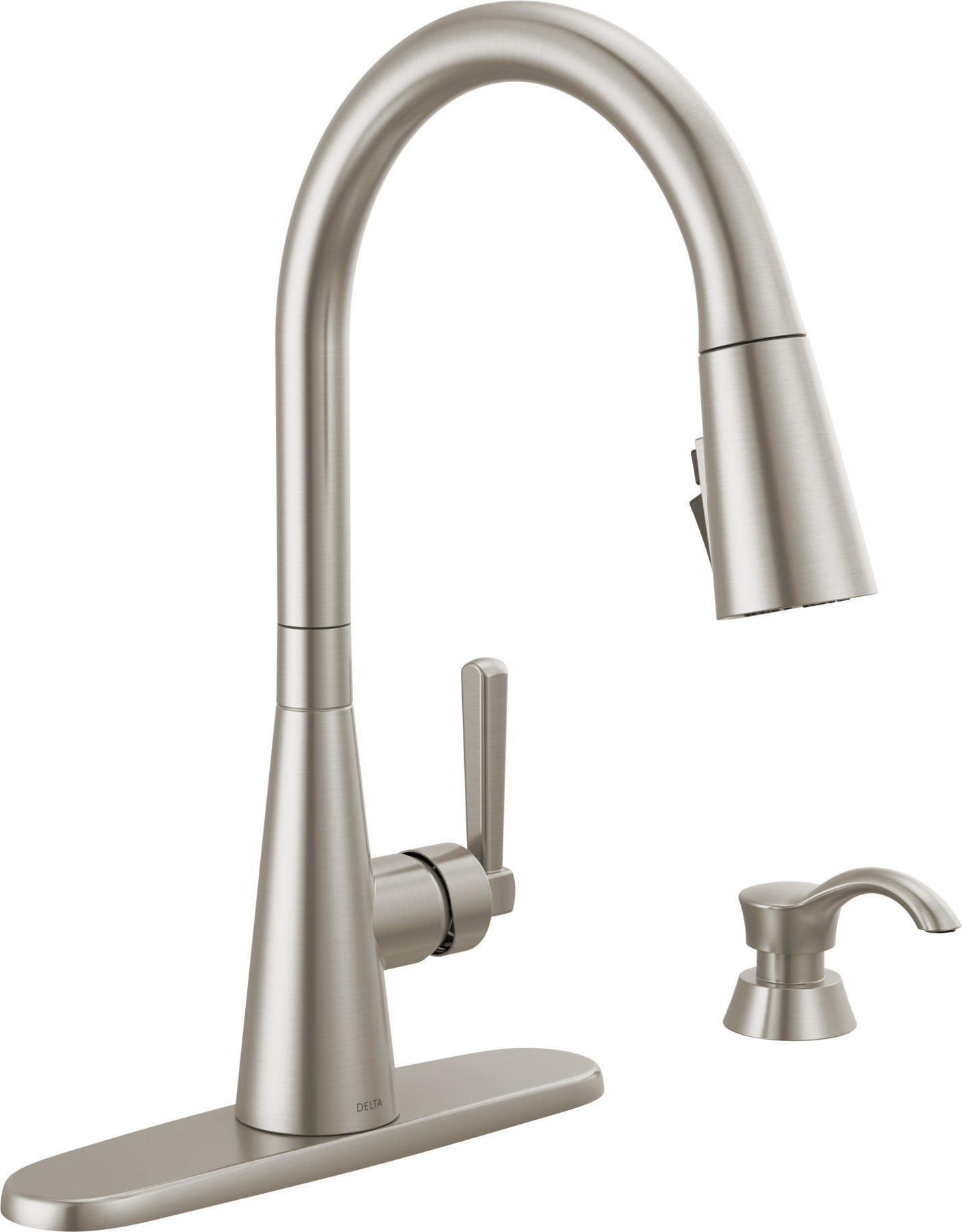 Single Handle Pull-Down Kitchen Faucet with Soap Dispenser and ShieldSpray Technology in Spotshield Stainless — thumbnail 2