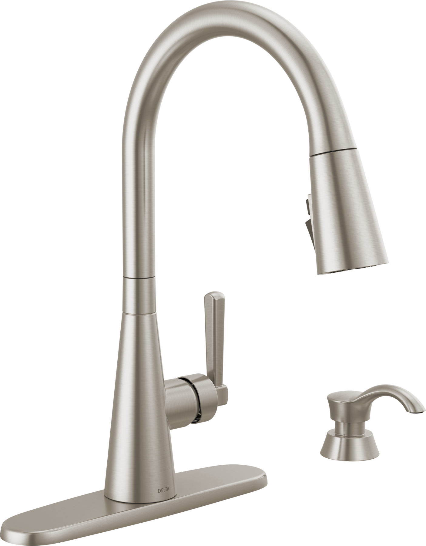 Single Handle Pull-Down Kitchen Faucet with Soap Dispenser and ShieldSpray Technology in Spotshield Stainless — thumbnail 2