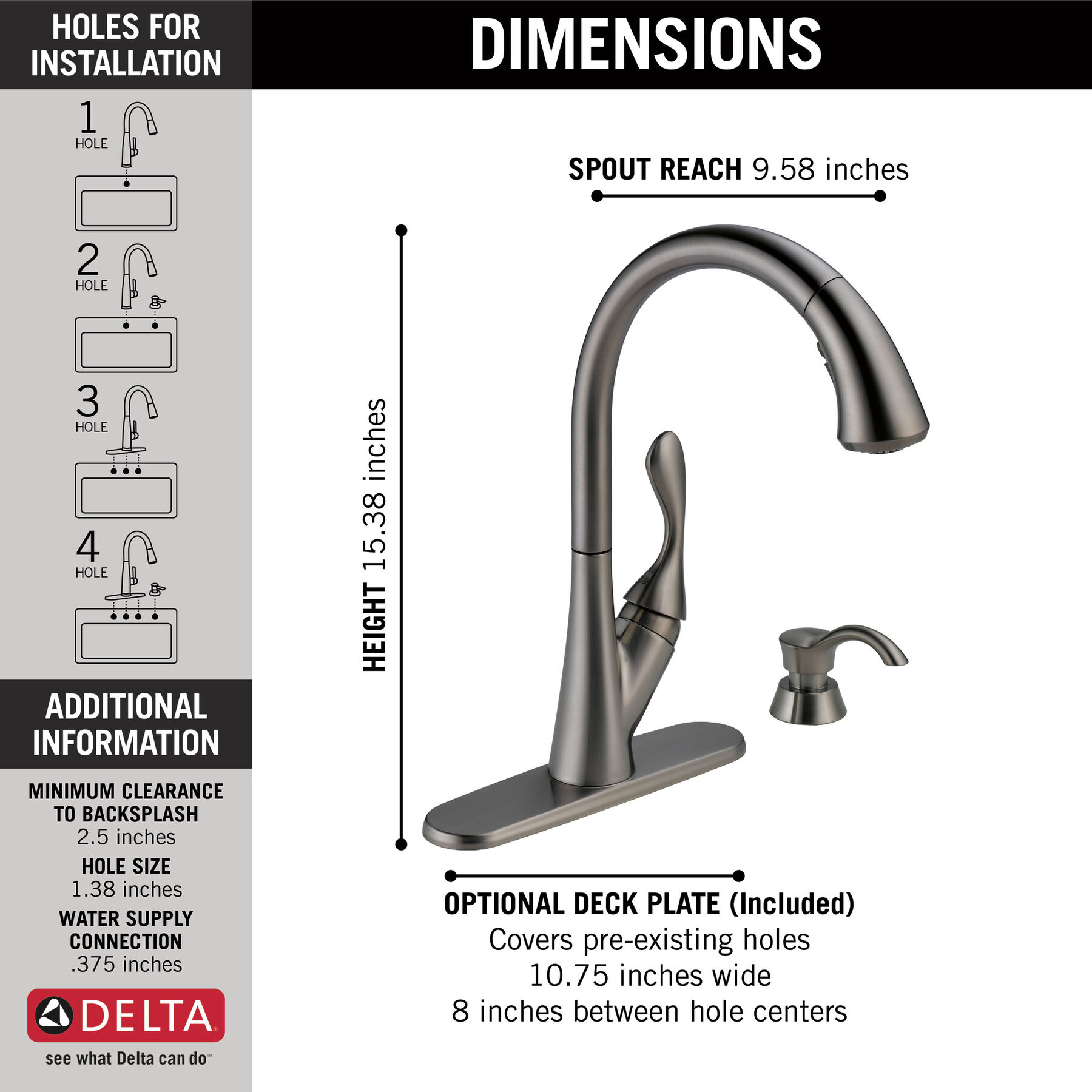 Single Handle Pull-Down Kitchen Faucet with Soap Dispenser and ShieldSpray® Technology in Black Stainless — thumbnail 3