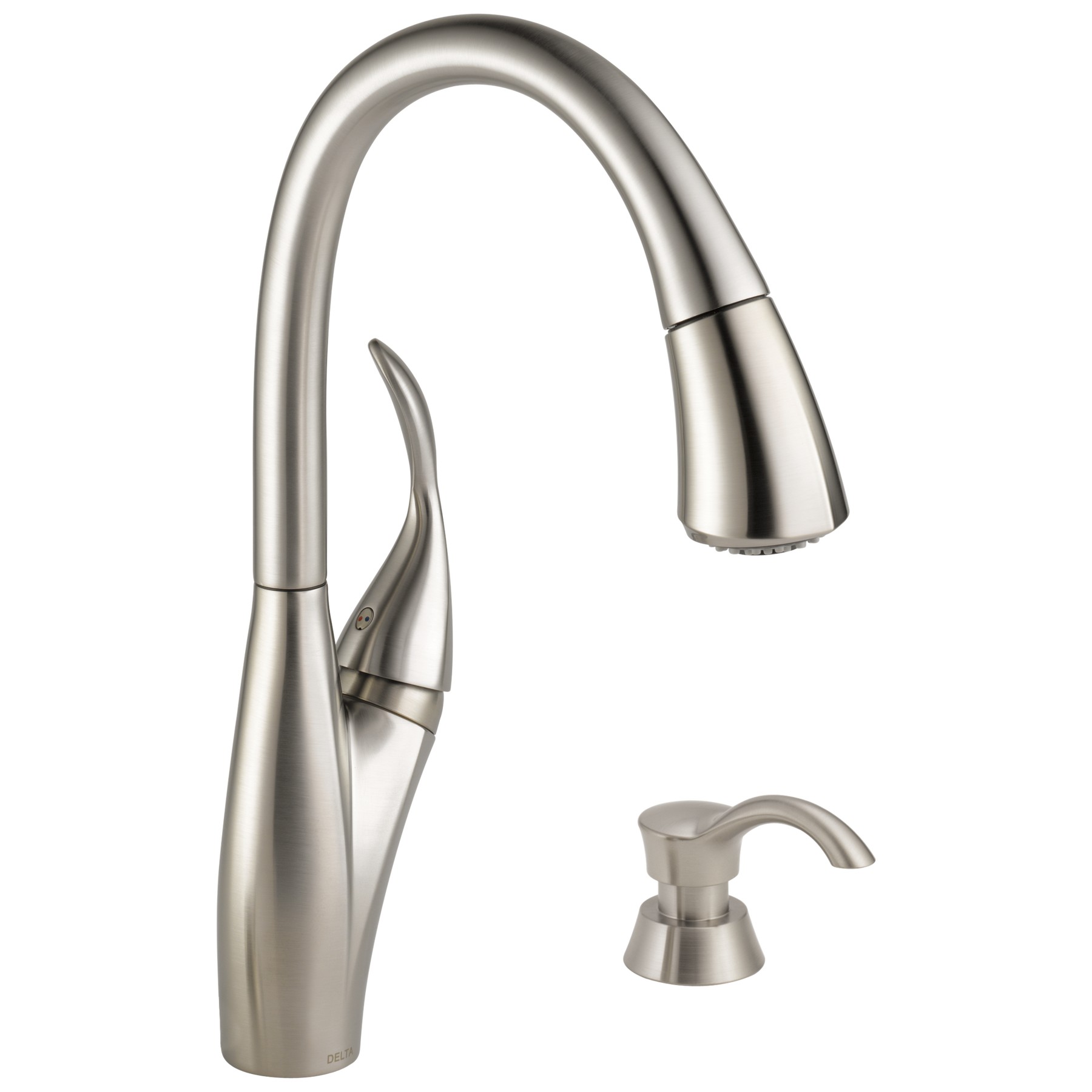 Single Handle Pull-down Kitchen Faucet with MagnaTite and Soap Dispenser in Spotshield Stainless