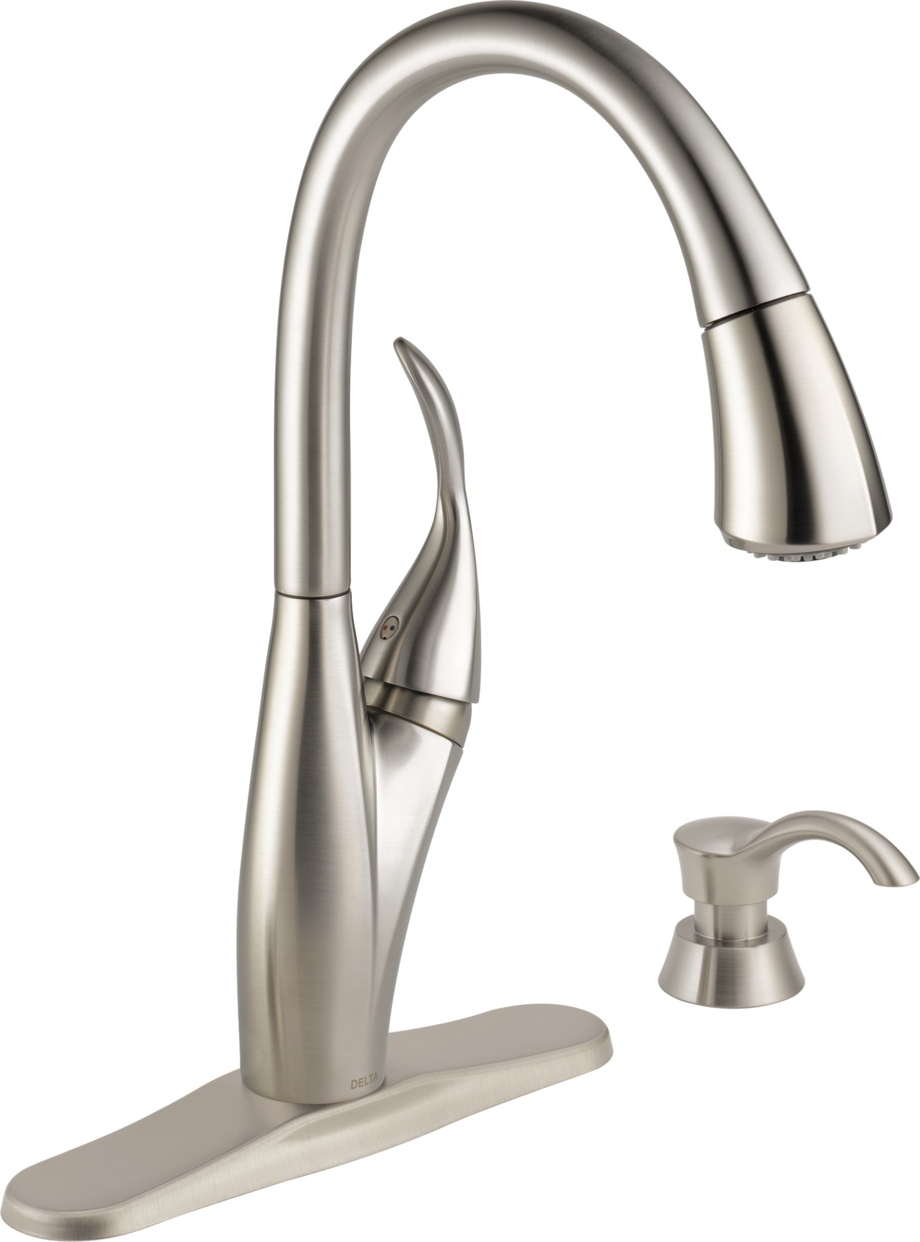 Single Handle Pull-down Kitchen Faucet with MagnaTite and Soap Dispenser in Spotshield Stainless — thumbnail 2