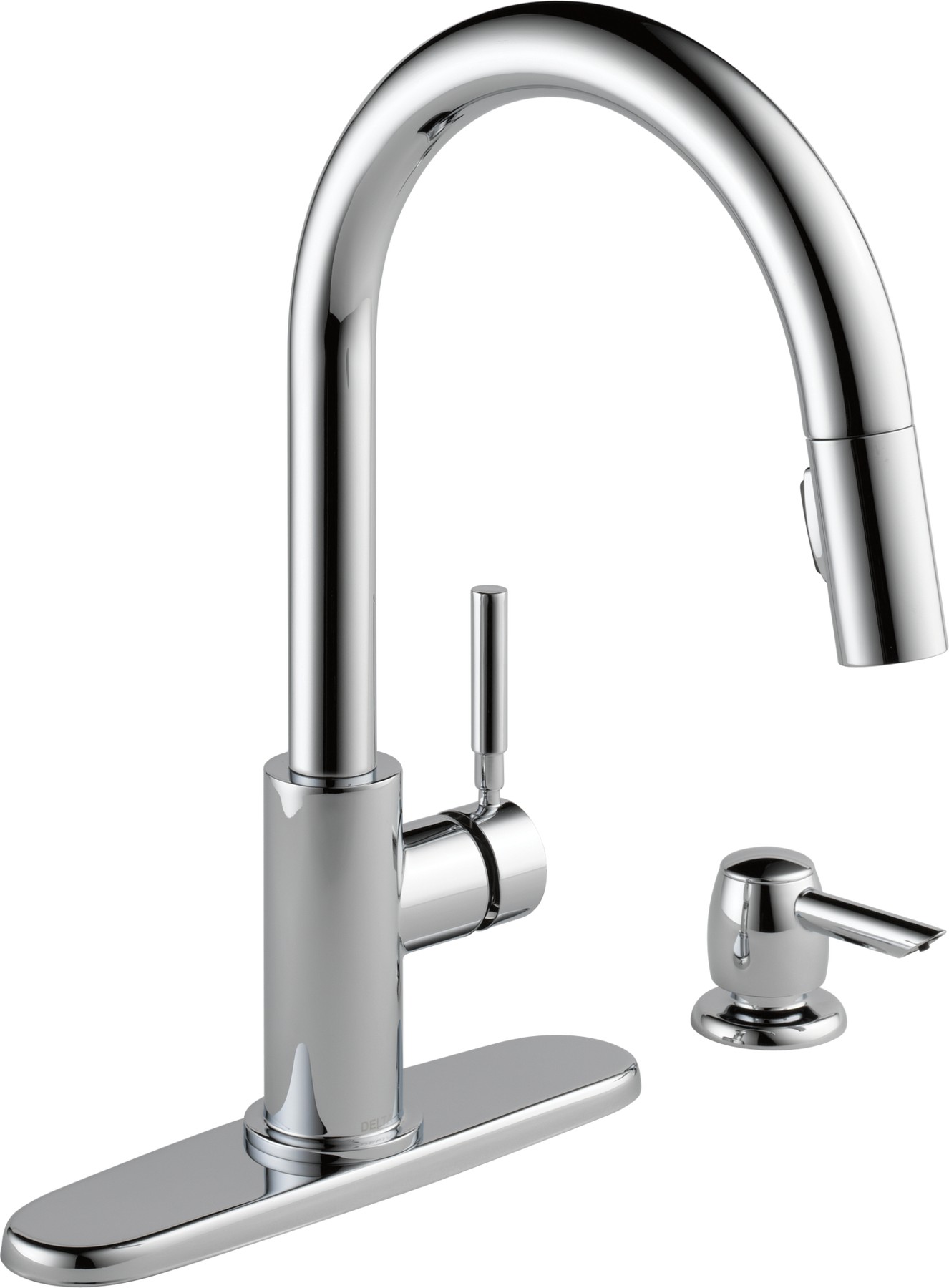 Single Handle Pull-Down Kitchen Faucet with Soap Dispenser in Chrome — thumbnail 2