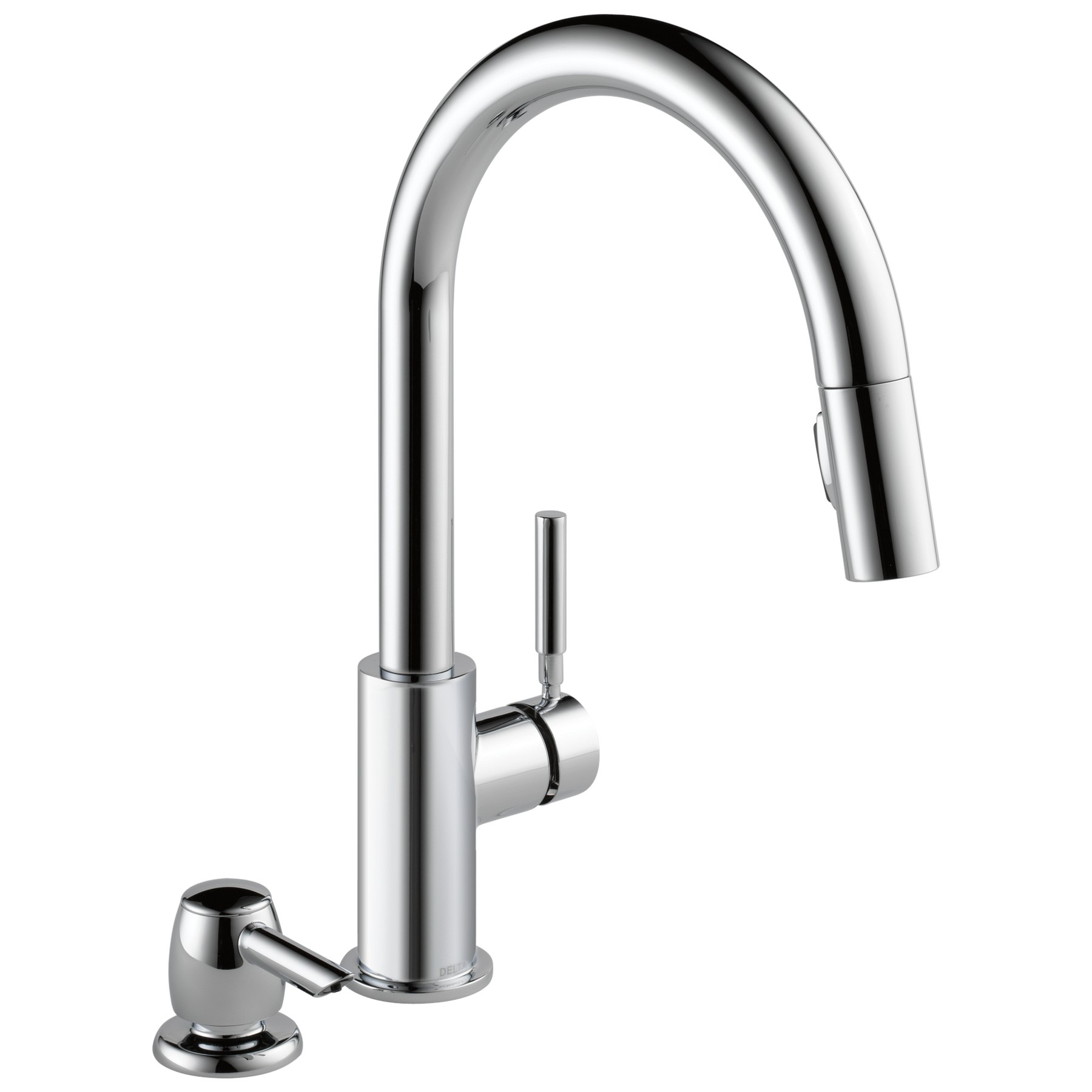 Single Handle Pull-Down Kitchen Faucet with Soap Dispenser in Chrome — image 1