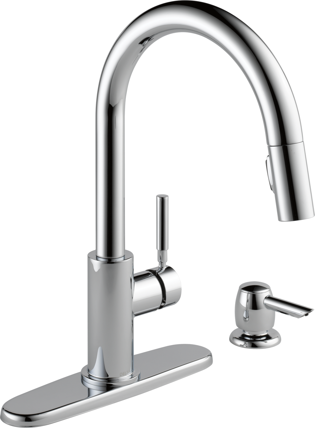 Single Handle Pull-Down Kitchen Faucet with Soap Dispenser in Chrome — thumbnail 2
