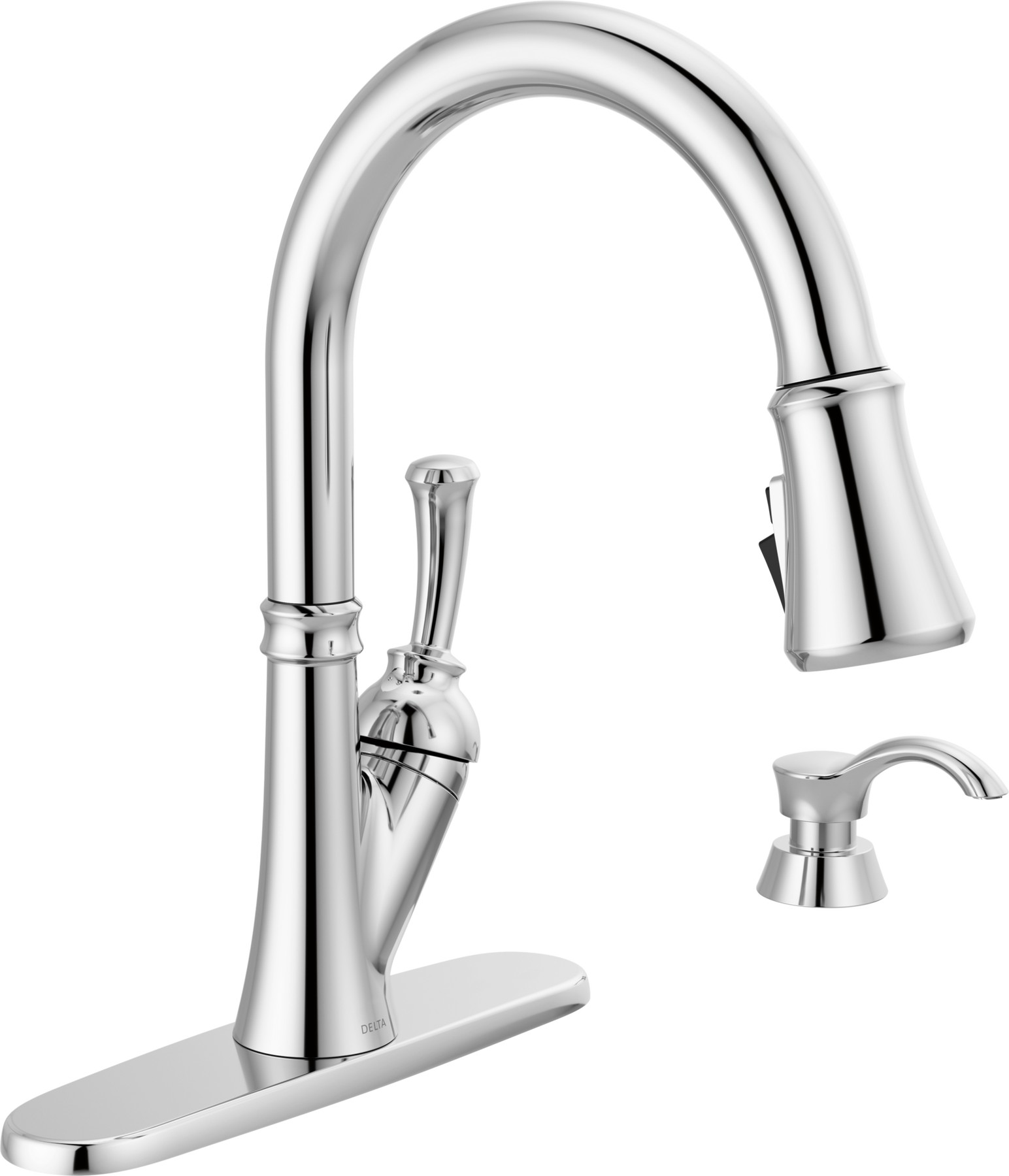 Single Handle Pull-Down Kitchen Faucet with Soap Dispenser and ShieldSpray® Technology in Chrome — thumbnail 2