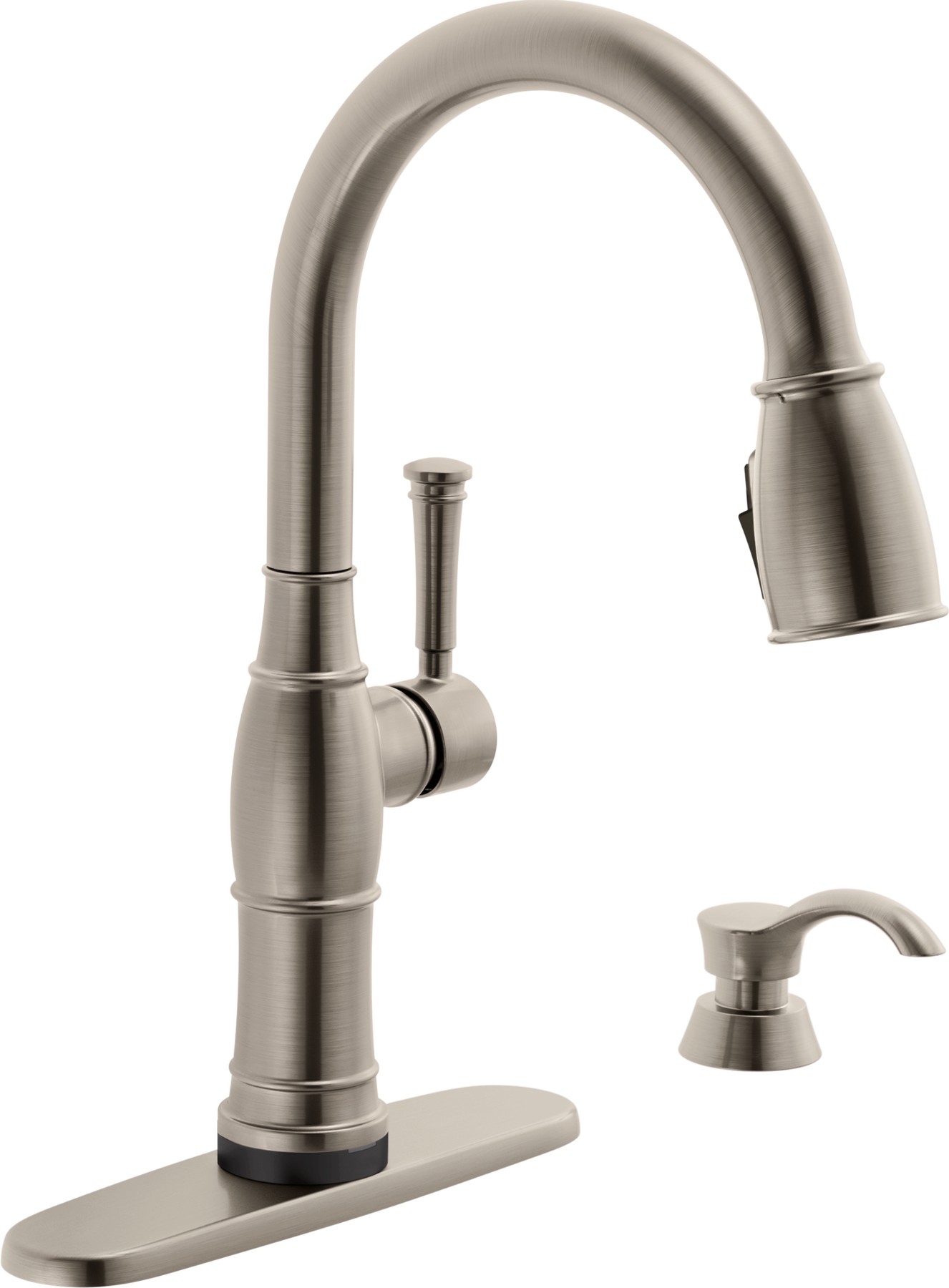 Single Handle Pull-Down Kitchen Faucet with Touch2O® Technologyand Soap Dispenser in Spotshield Stainless — thumbnail 2