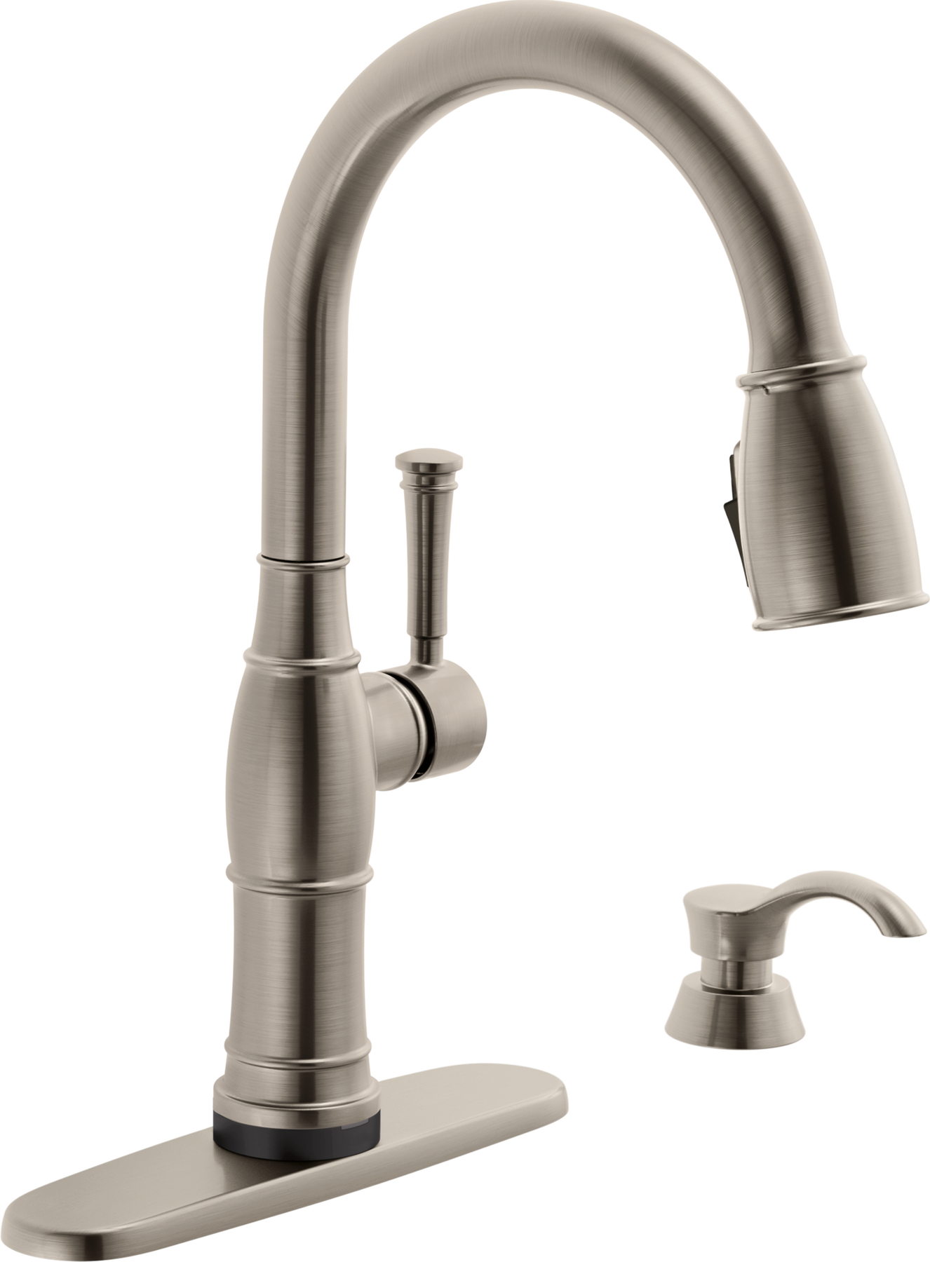 Single Handle Pull-Down Kitchen Faucet with Touch2O® Technologyand Soap Dispenser in Spotshield Stainless — thumbnail 2