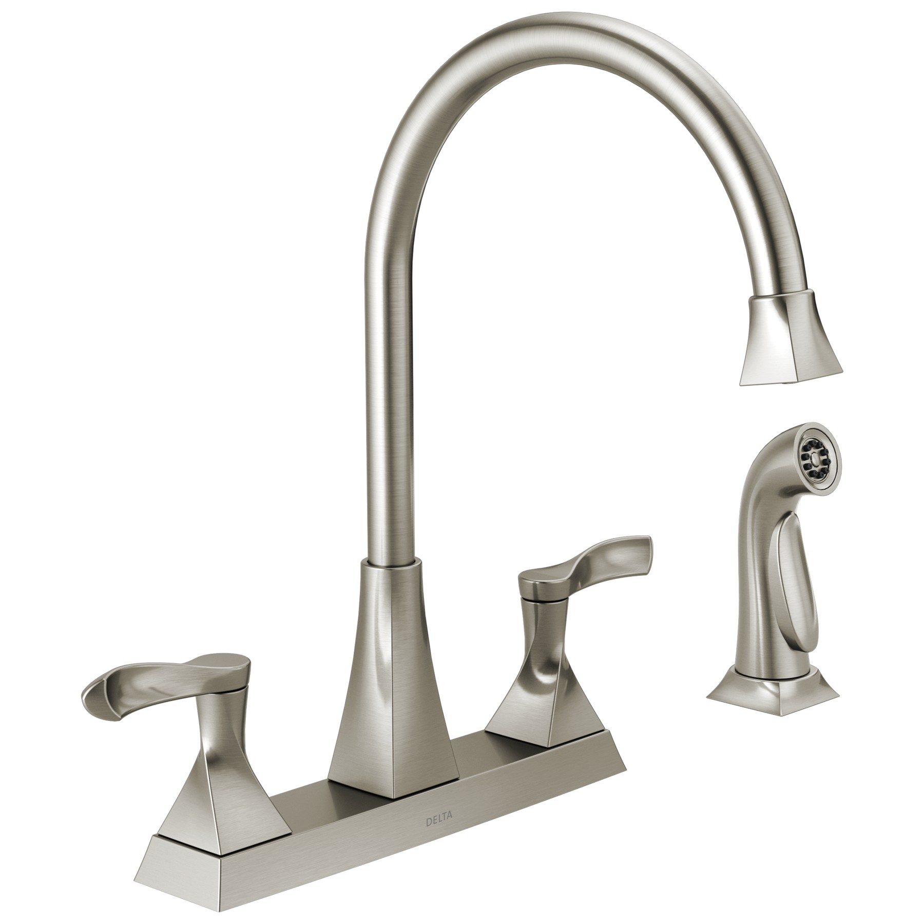 Two Handle Kitchen Faucet with Spray in Stainless