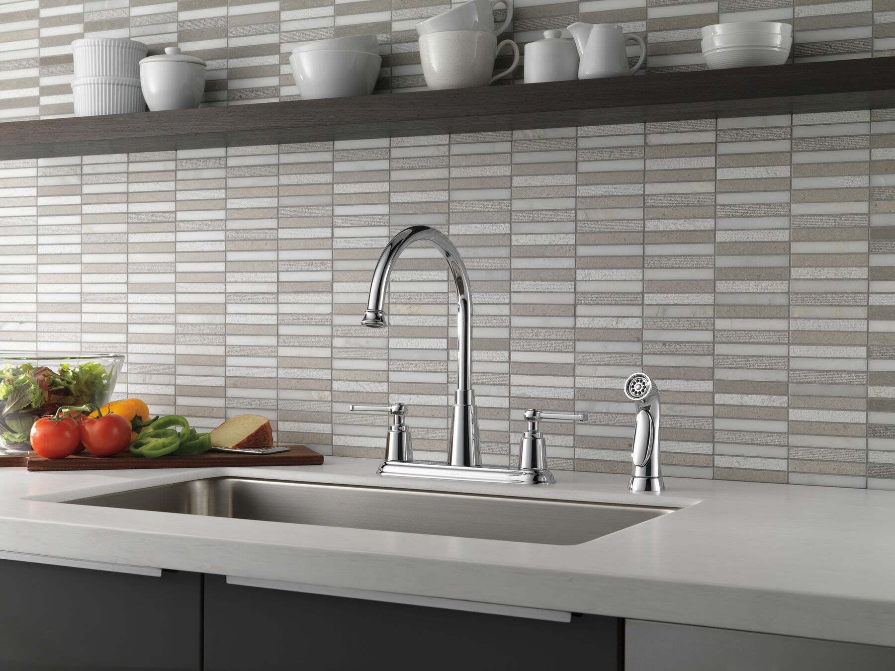 Two Handle Kitchen Faucet with Spray in Chrome 21742LF — thumbnail 2