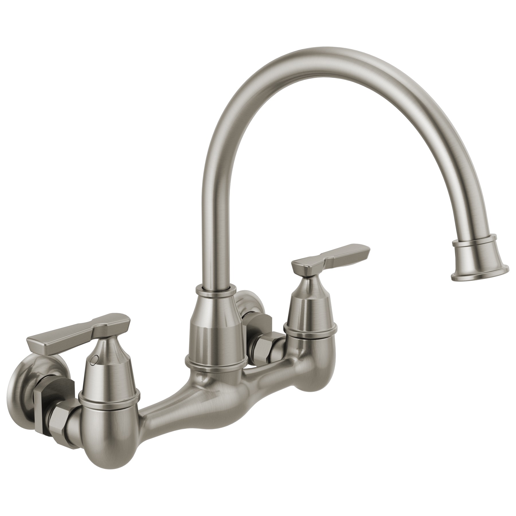 Two Handle Wall Mounted Kitchen Faucet in Stainless — image 1