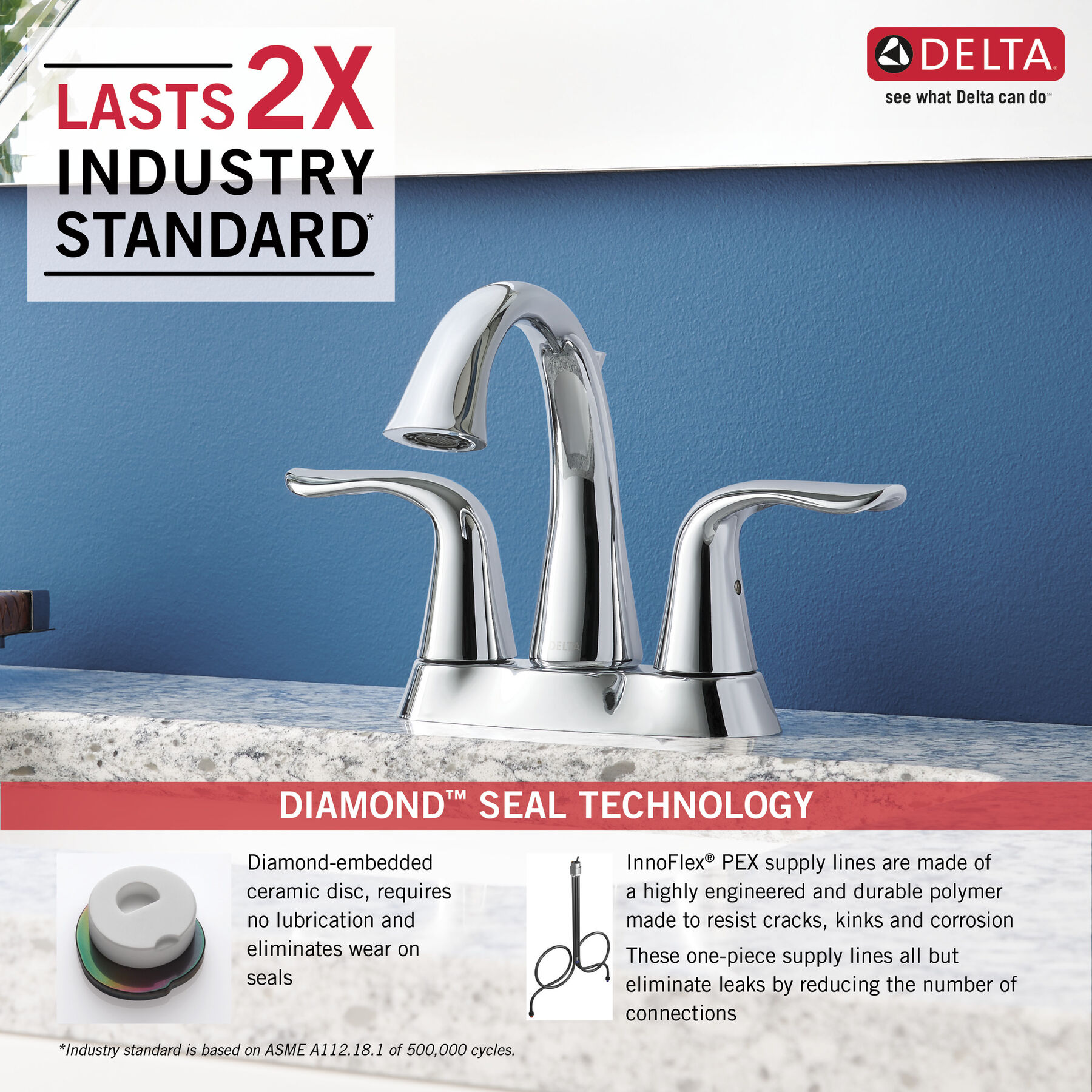 Two Handle Centerset Bathroom Faucet in Chrome — thumbnail 3