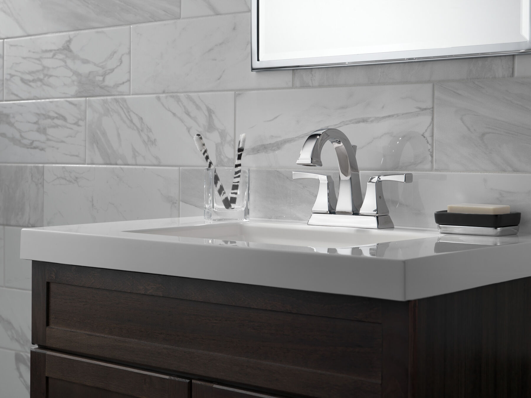 Two Handle Centerset Bathroom Faucet in Chrome — thumbnail 3