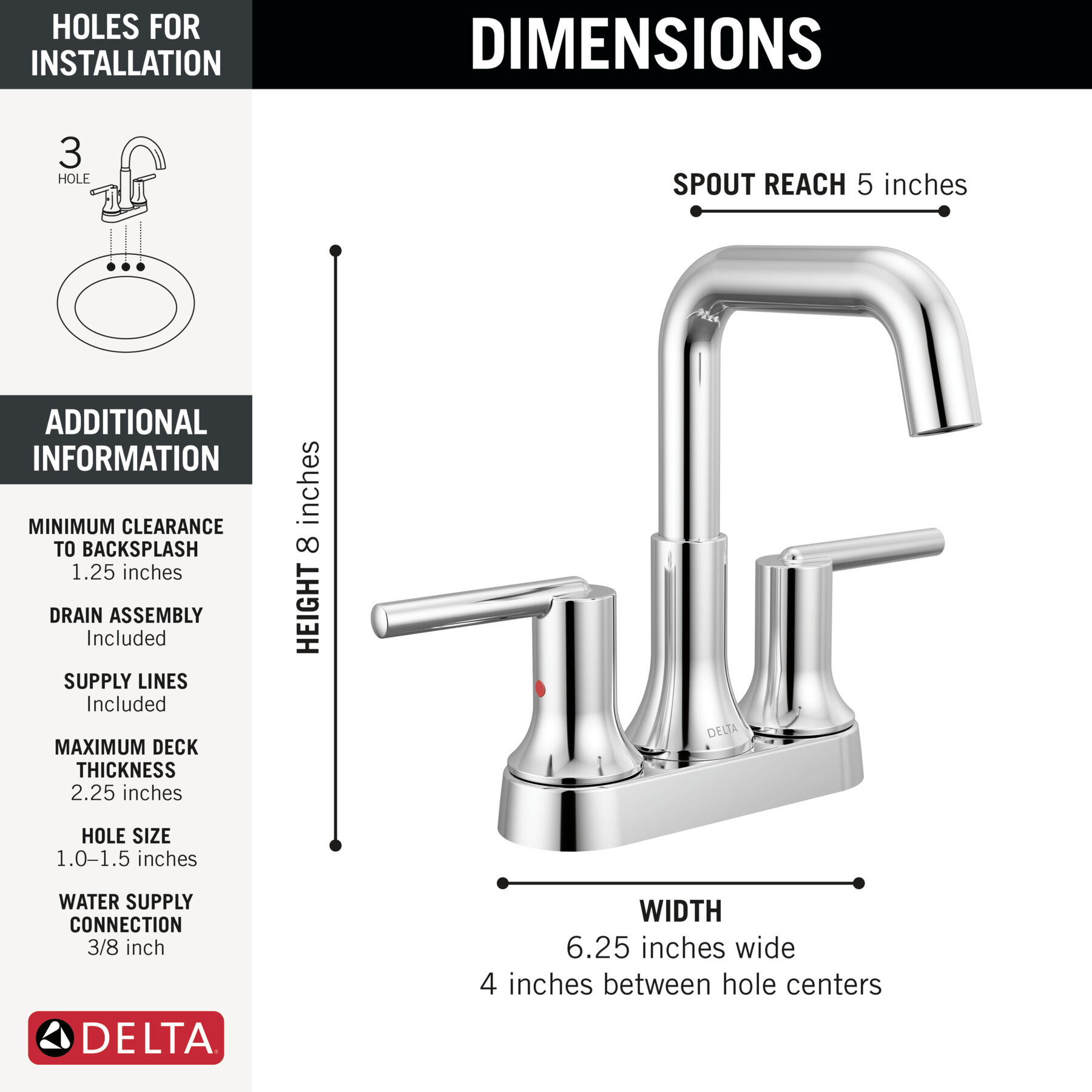 Centerset Bathroom Faucet in Chrome — thumbnail 2
