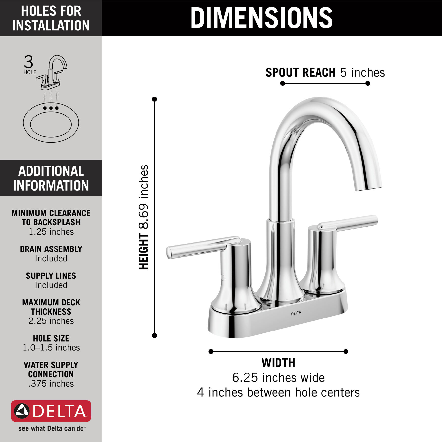 Two Handle Centerset Bathroom Faucet in Chrome — thumbnail 2