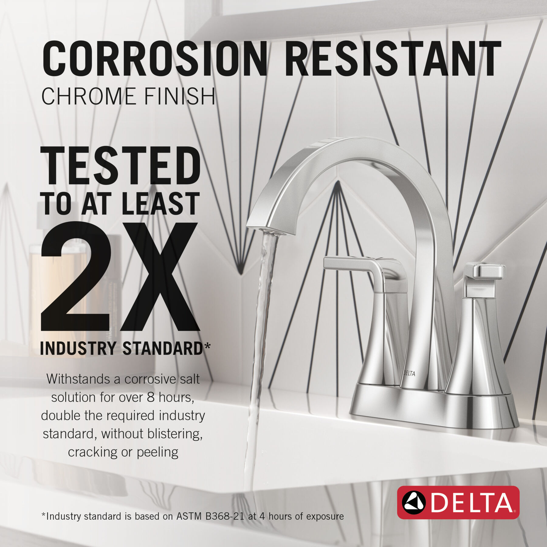 Two Handle Centerset Bathroom Faucet in Chrome — thumbnail 2