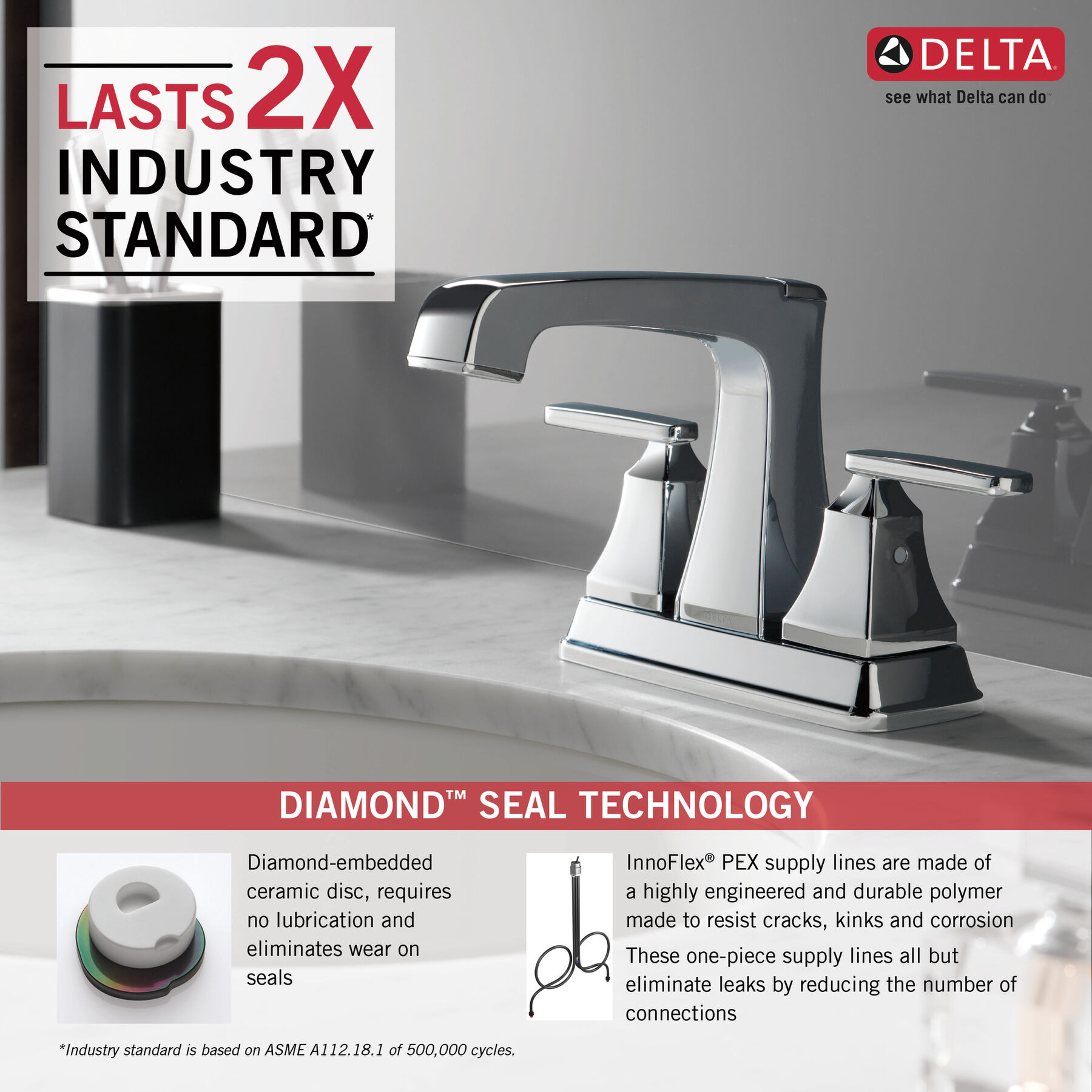 Two Handle Centerset Bathroom Faucet in Chrome — thumbnail 2