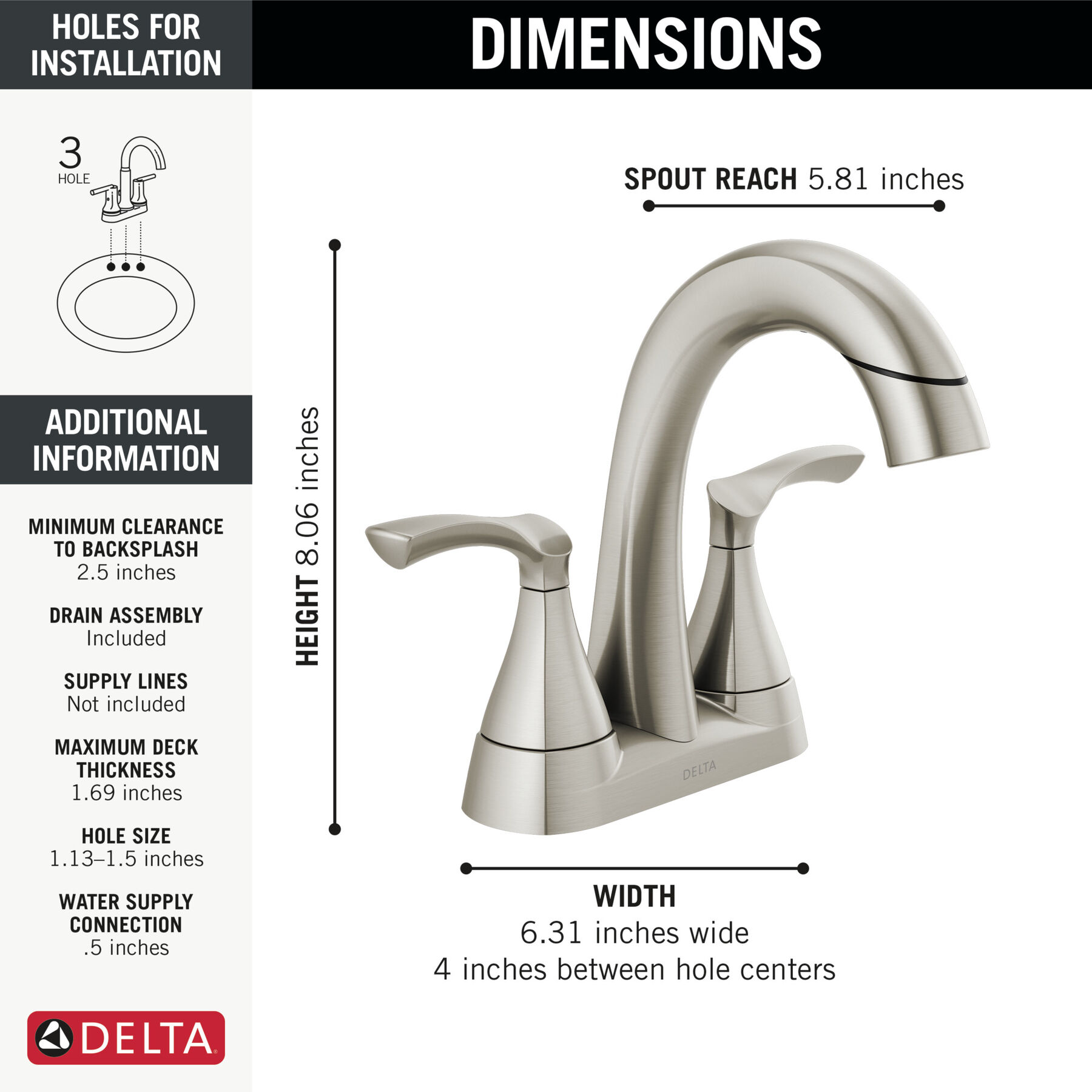 Two Handle Centerset Pull-Down Bathroom Faucet in Spotshield Brushed Nickel — thumbnail 2