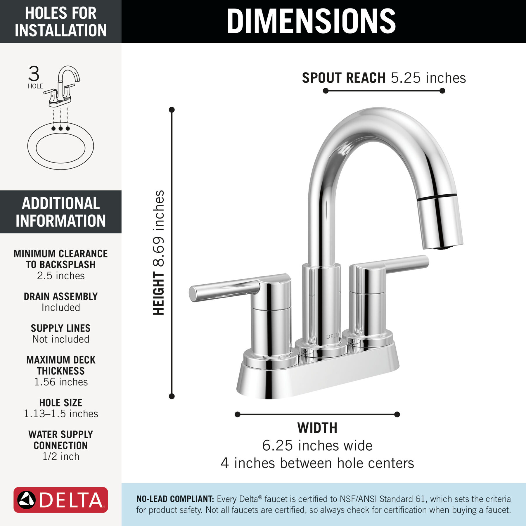 Two Handle Centerset Pull-Down Bathroom Faucet in Chrome — thumbnail 2