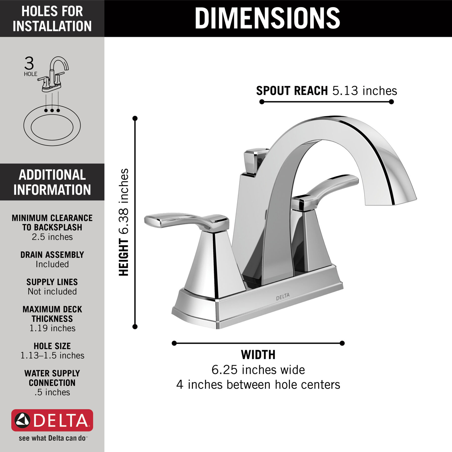 Two Handle Centerset Bathroom Faucet in Chrome 25768LF — thumbnail 2