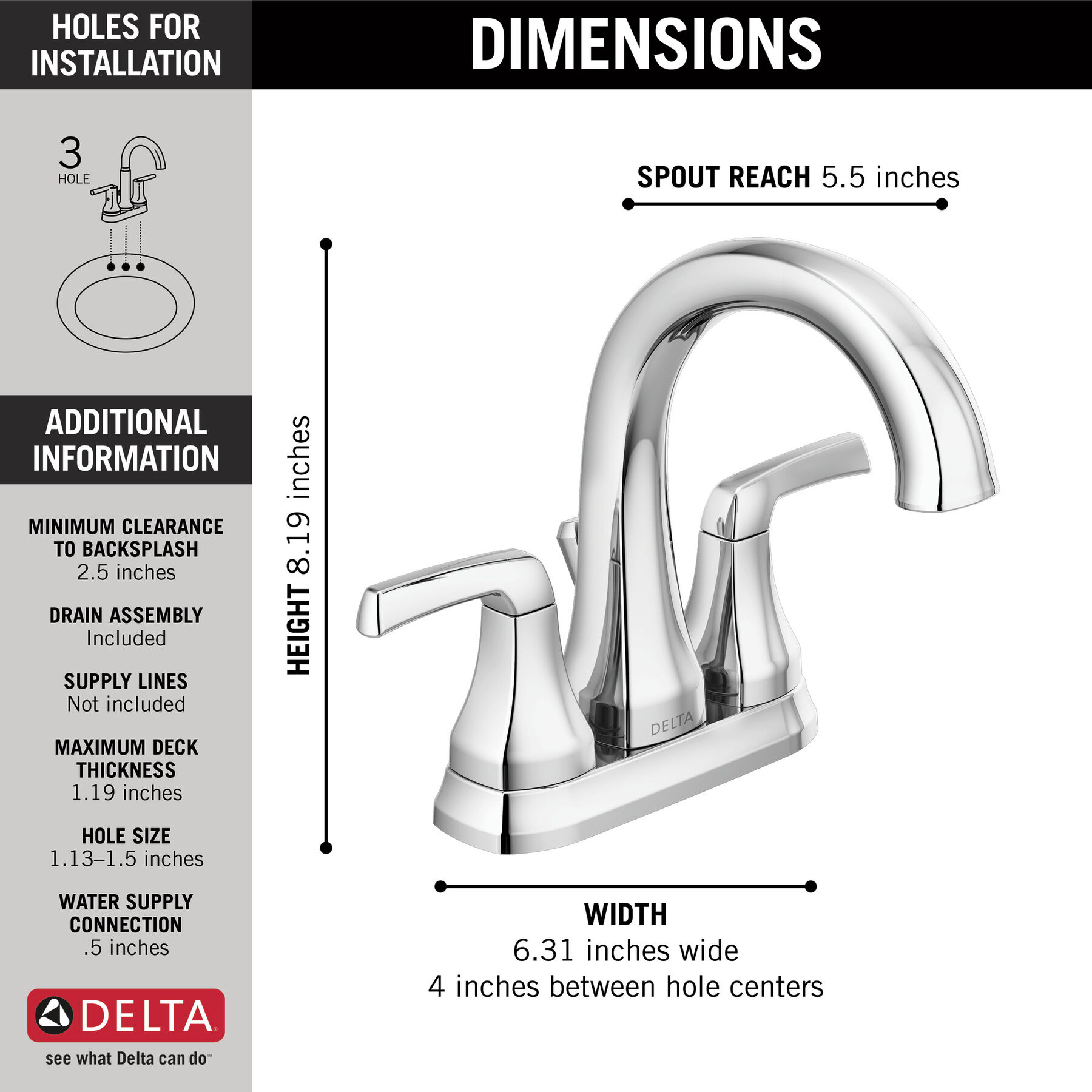 Two Handle Centerset Bathroom Faucet in Chrome 25770LF — thumbnail 2