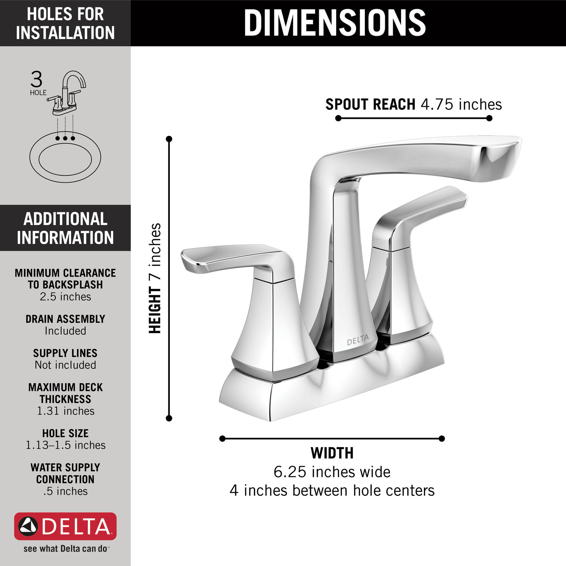 Two handle Centerset Bathroom Faucet in Chrome 25789LF — thumbnail 2