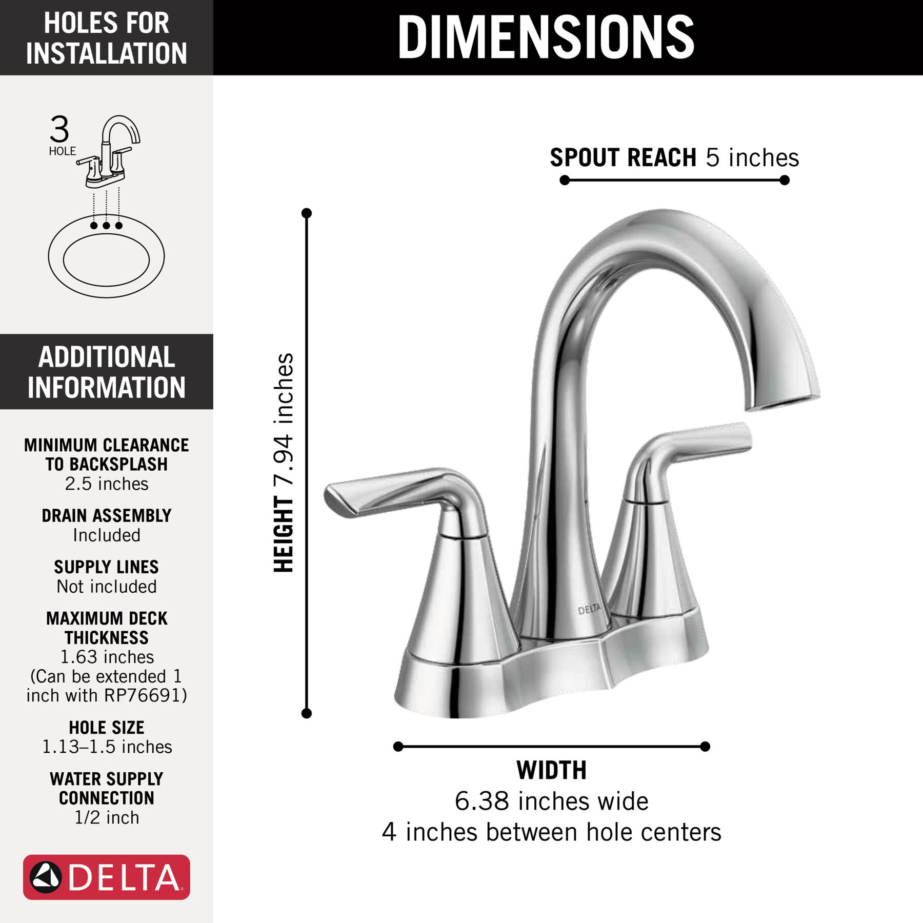 Two Handle Centerset Bathroom Faucet in Chrome 25847LF — image 1