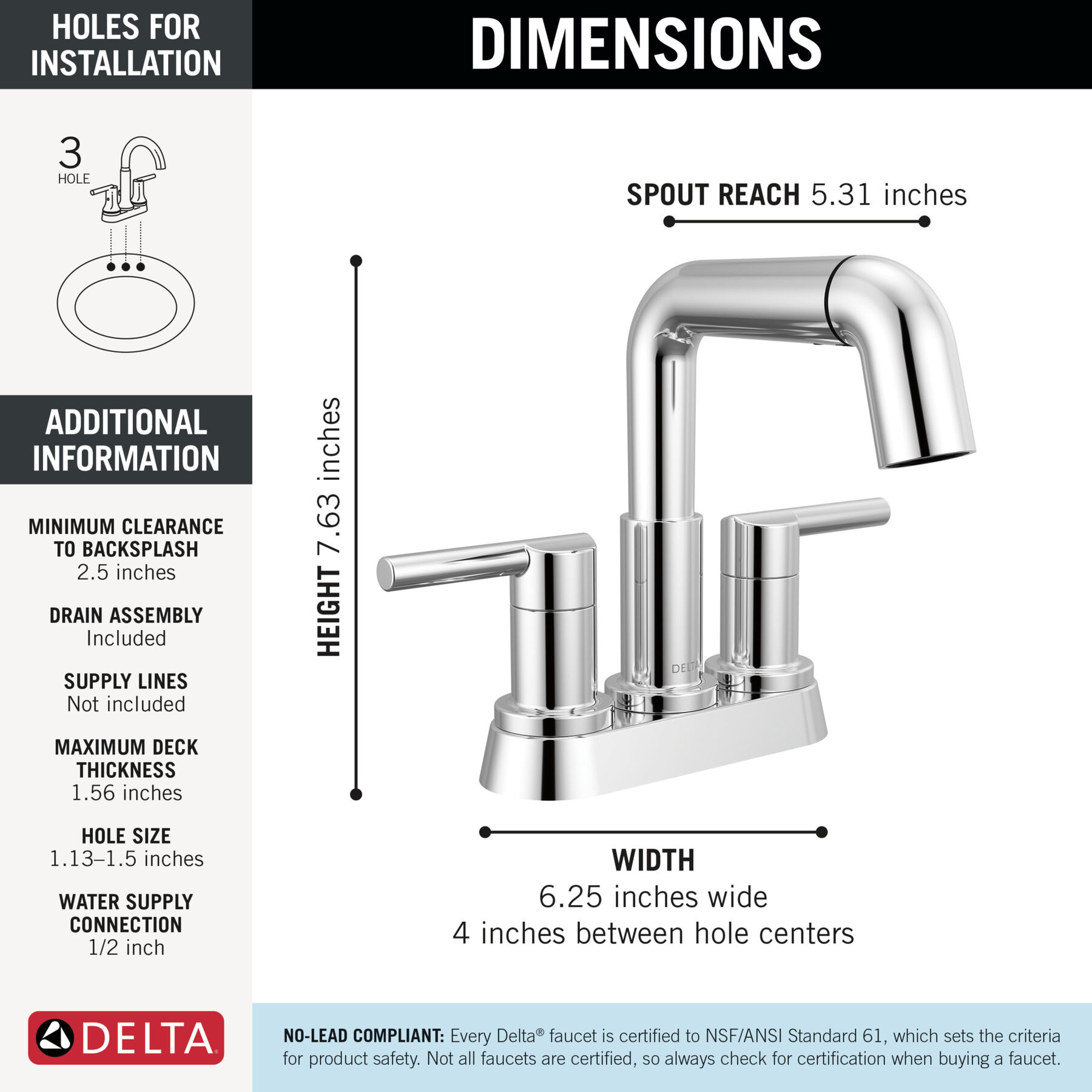 Two Handle Centerset Pull-Down Bathroom Faucet in Chrome — thumbnail 2