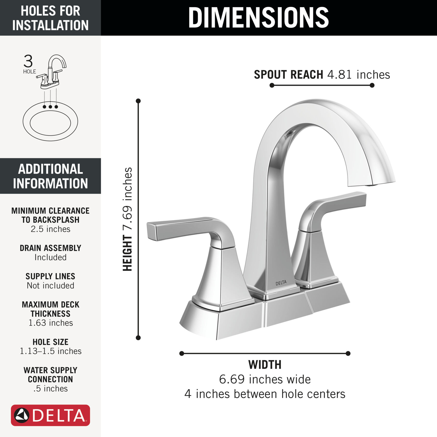 Two Handle Centerset Bathroom Faucet in Chrome 25854LF — thumbnail 2