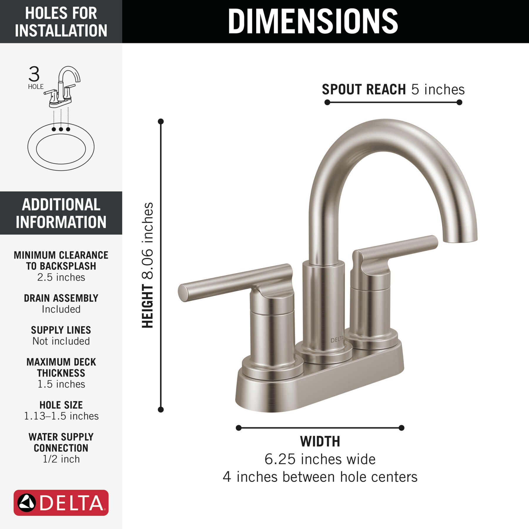 Two Handle Centerset Lavatory Faucet in Brushed Nickel — thumbnail 2