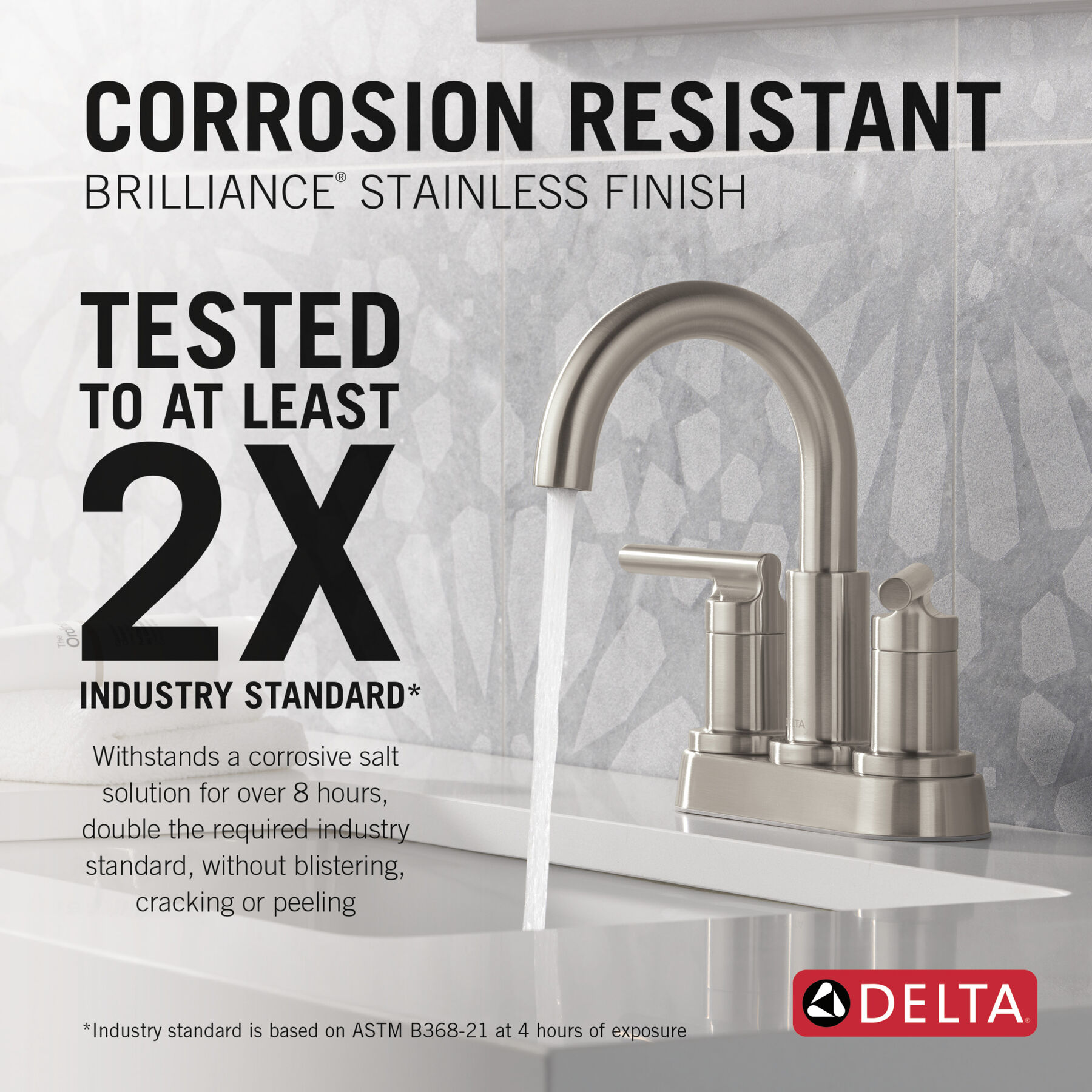 Two Handle Centerset Lavatory Faucet in Brushed Nickel — thumbnail 3