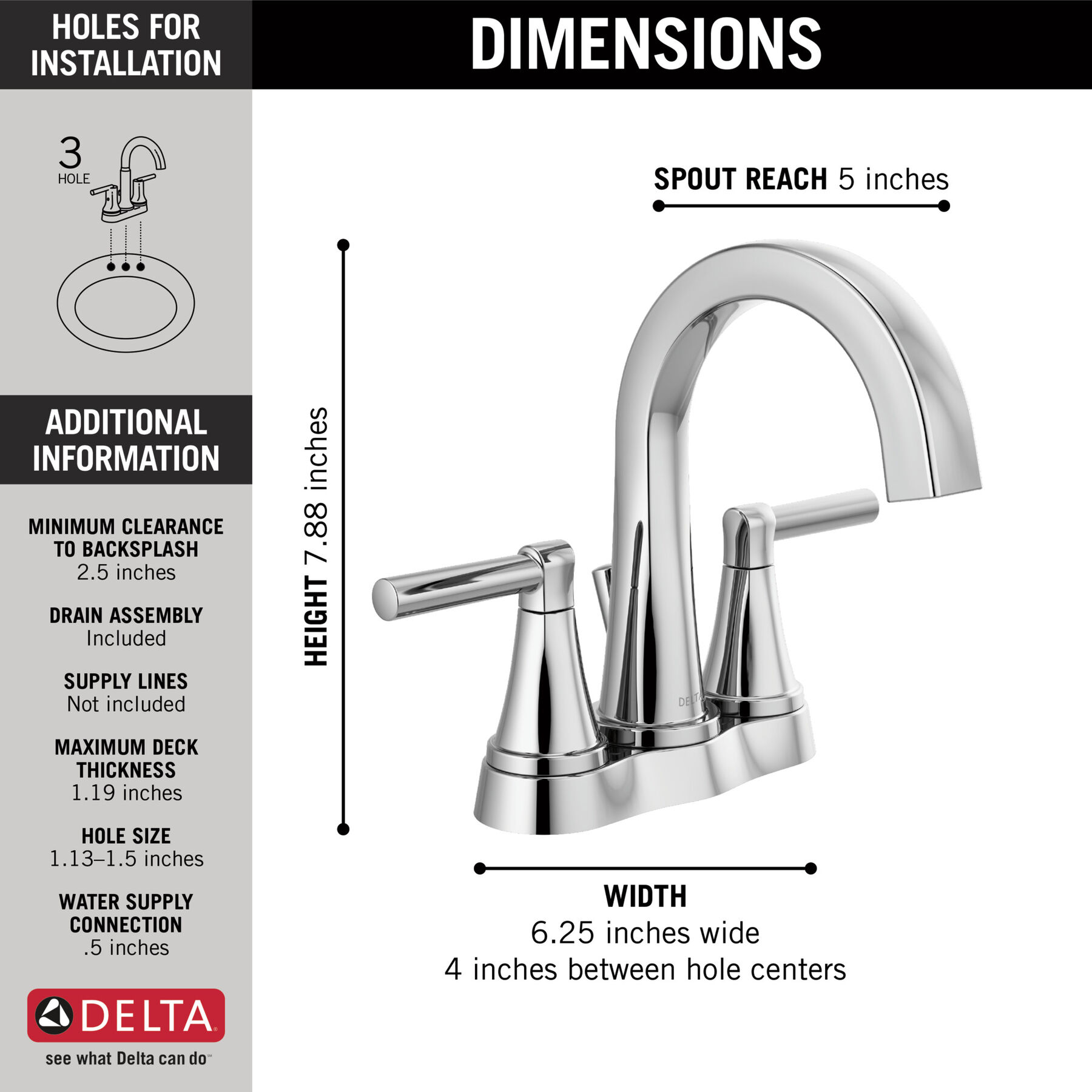 Two Handle Centerset Bathroom Faucet in Chrome 25891LF — image 1