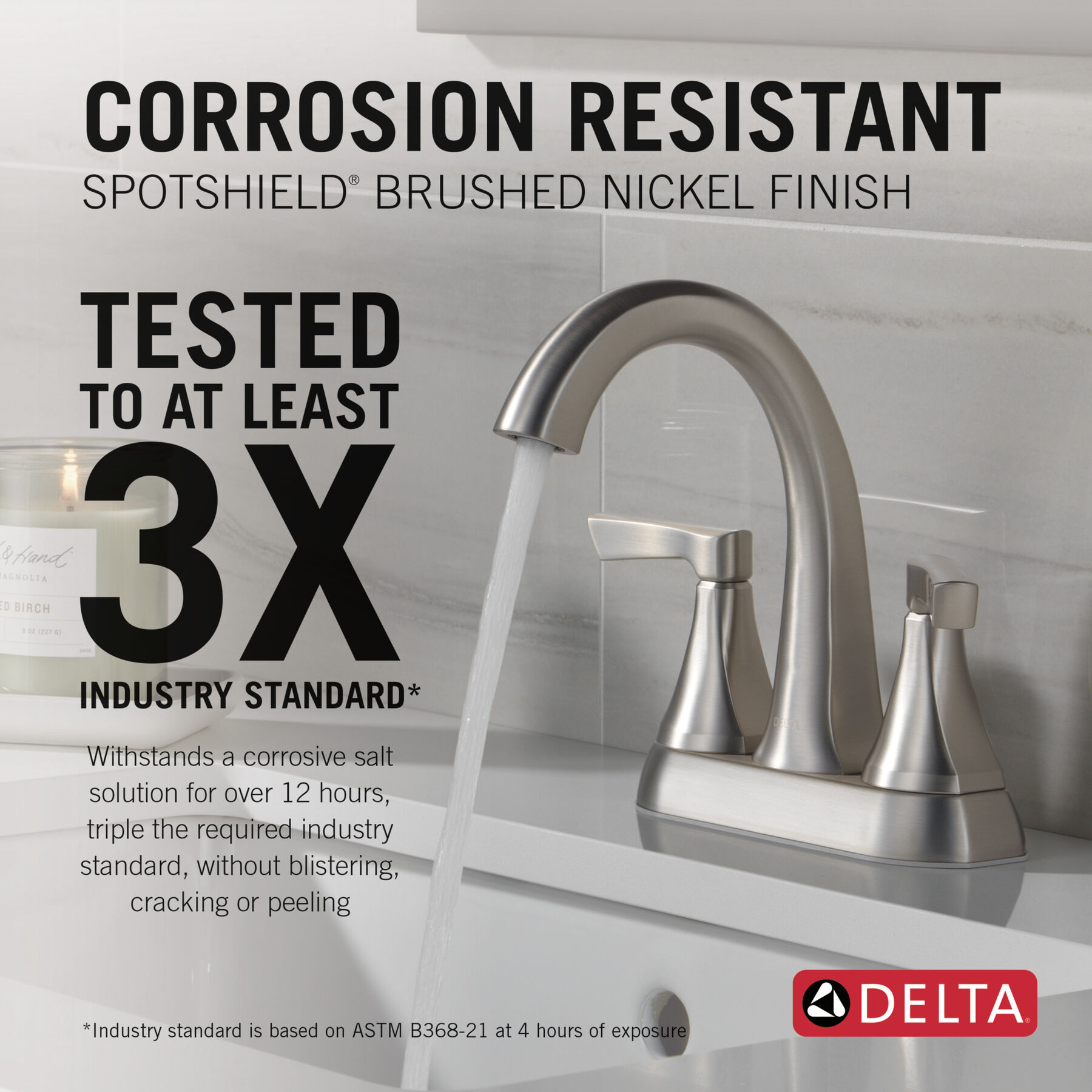 Two Handle Centerset Bathroom Faucet in Spotshield Brushed Nickel — thumbnail 3