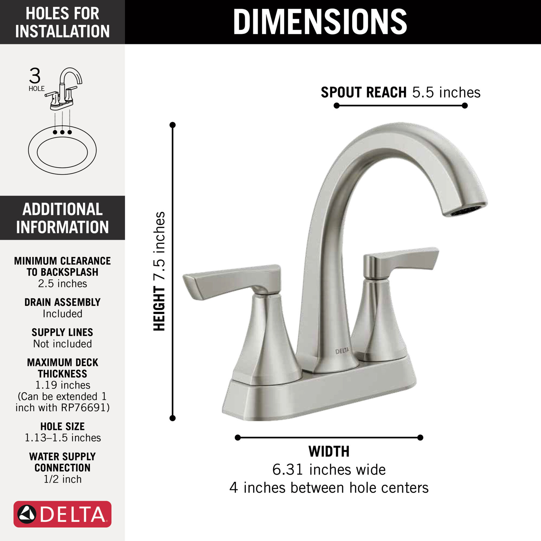 Two Handle Centerset Bathroom Faucet in Spotshield Brushed Nickel — image 1