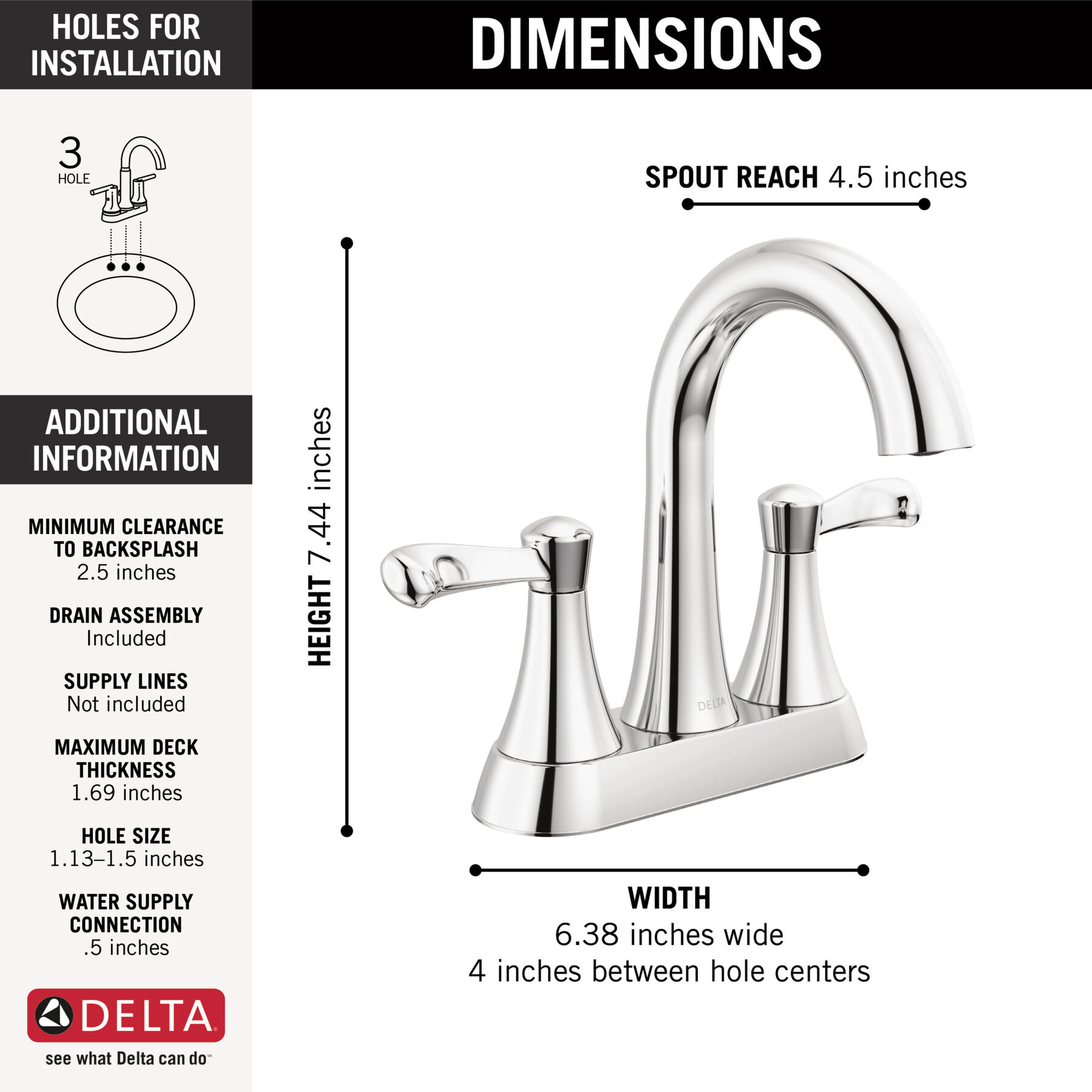 Two Handle Centerset Bathroom Faucet in Chrome 25897LF — thumbnail 2