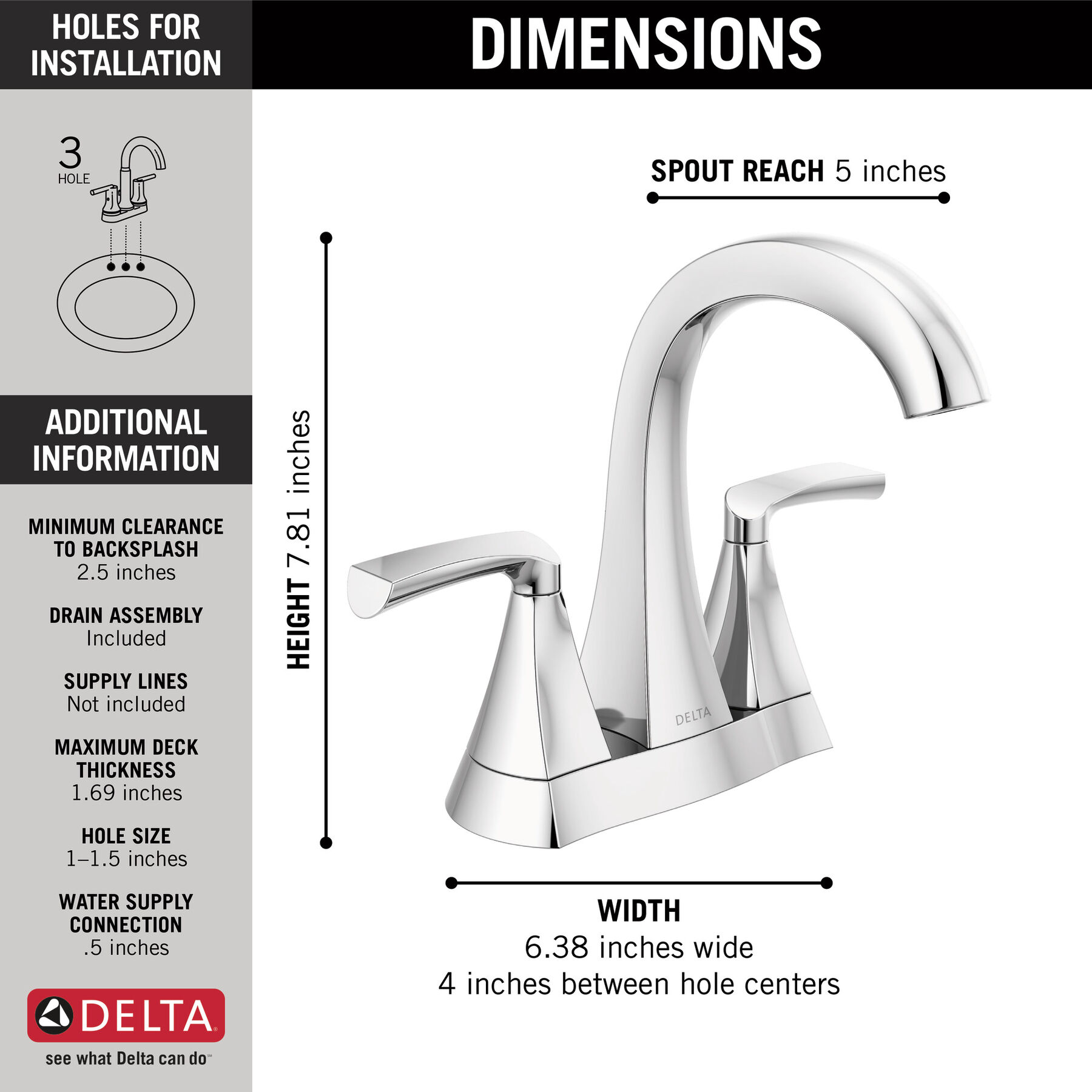 Two Handle Centerset Bathroom Faucet in Chrome 25899LF — image 1