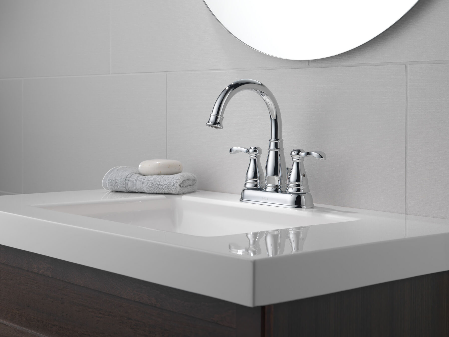Two Handle Centerset Bathroom Faucet in Chrome — thumbnail 2