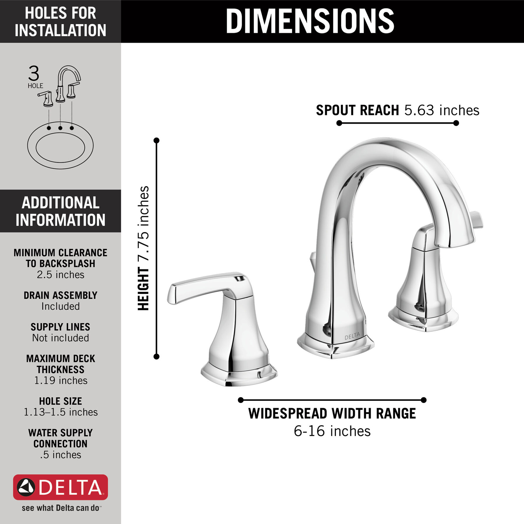 Two Handle Widespread Bathroom Faucet in Chrome 35770LF — thumbnail 2